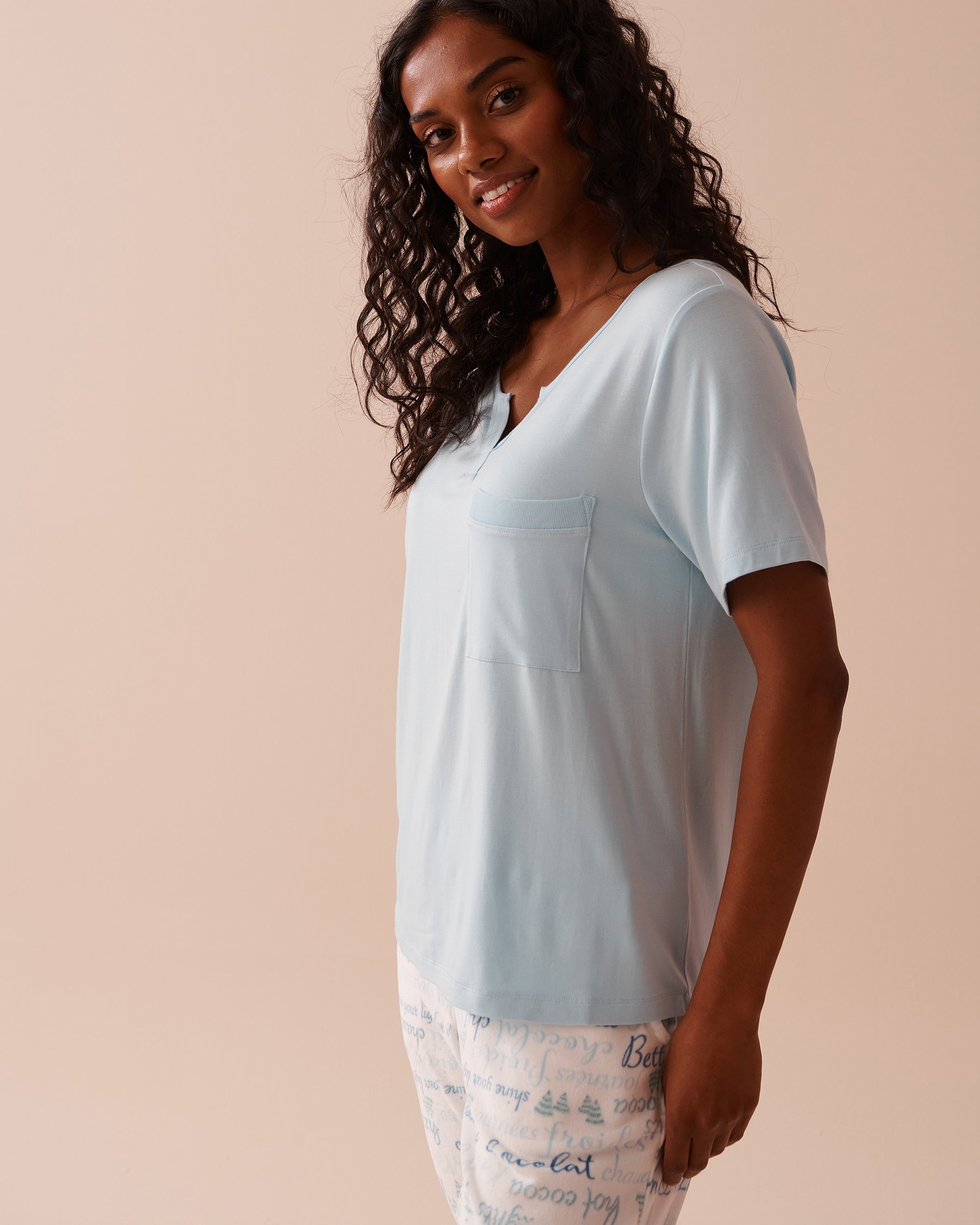 LA VIE EN ROSE T-shirt en bambou Bleu hivernal 40100671 - Voir4