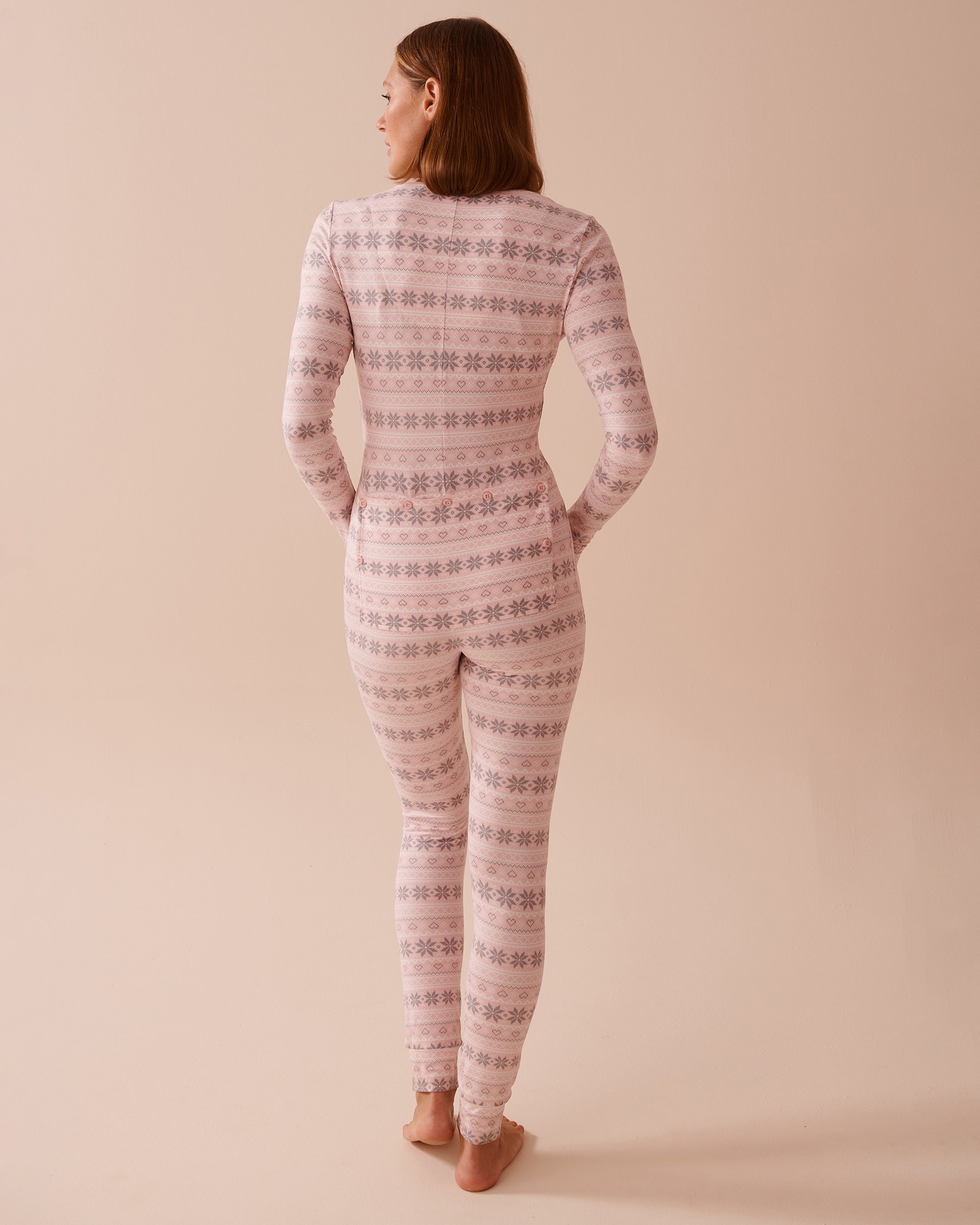 LA VIE EN ROSE Fair Isle Print Super Soft Jumpsuit Pink Fair Isle Print 40300049 - View3