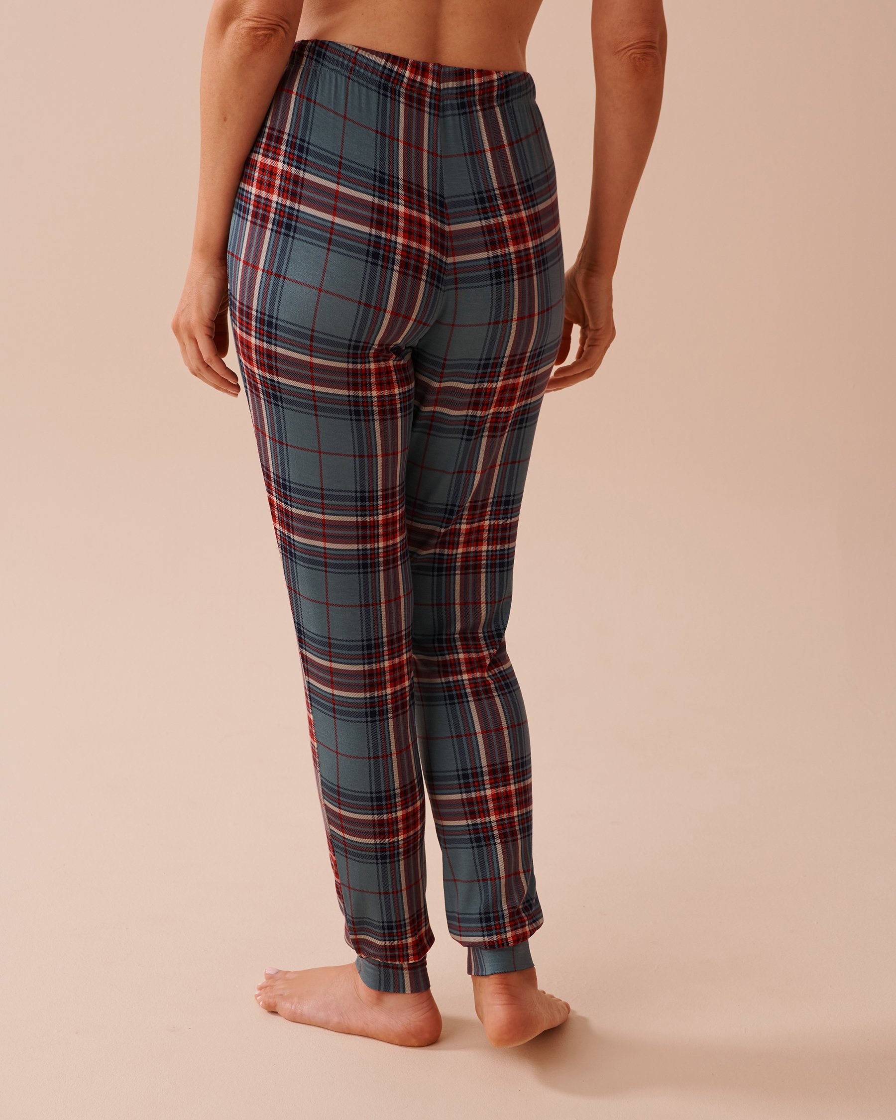 LA VIE EN ROSE Green & Red Plaid Long Sleeve PJ Set Green & Red Plaid 40400071 - View7