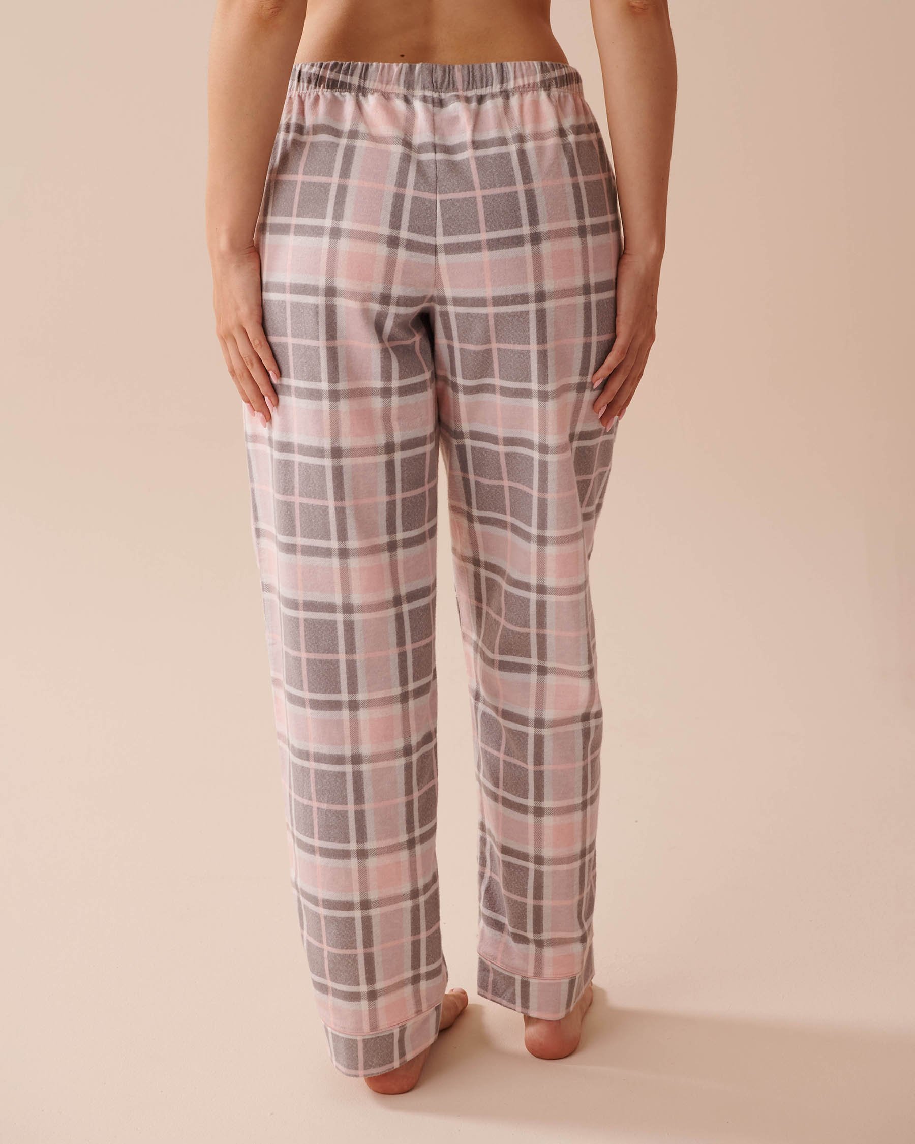LA VIE EN ROSE Grey & Pink Plaid Flannel PJ Set Grey & Pink Plaid 40400073 - View9