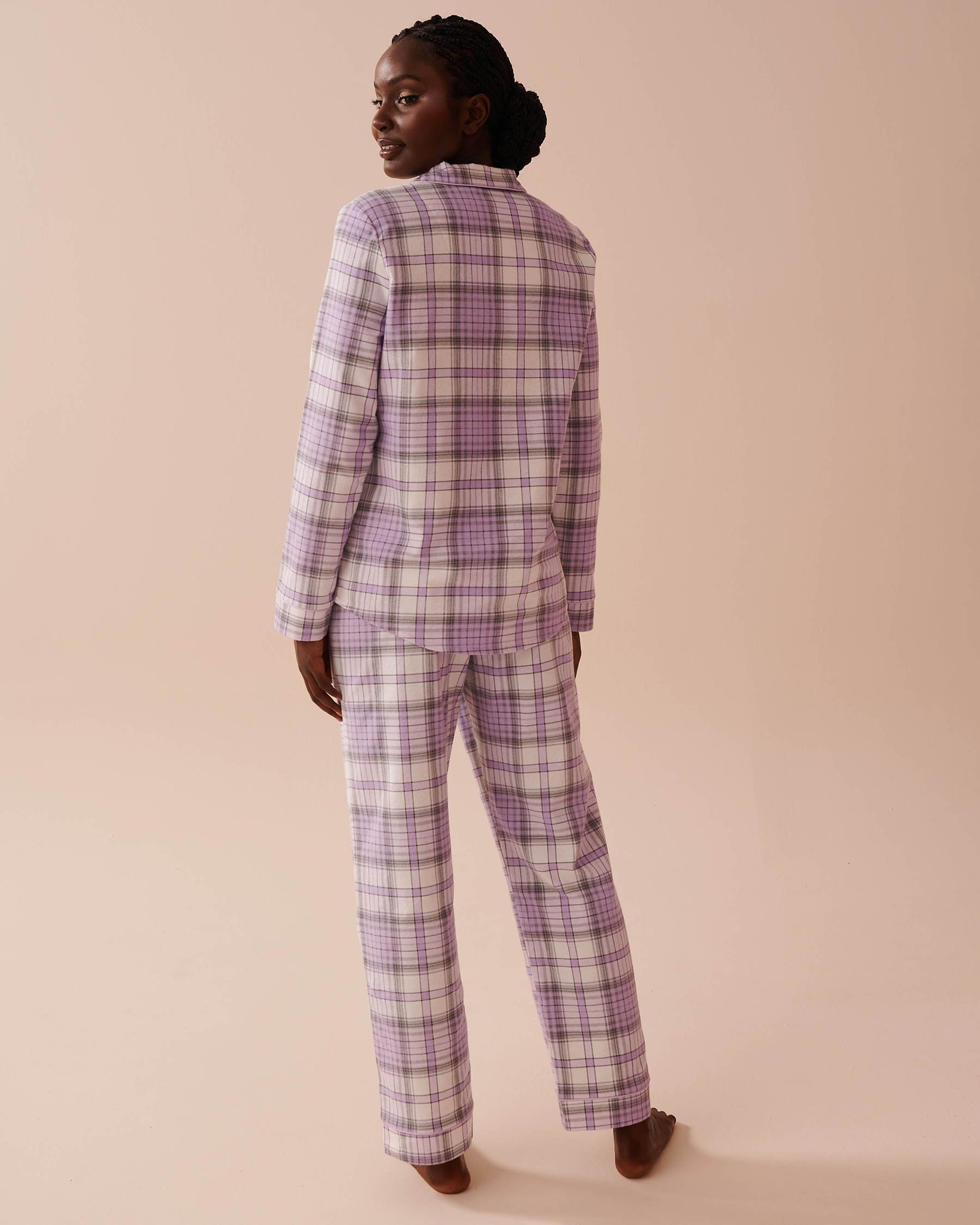 LA VIE EN ROSE Lilac Plaid Flannel PJ Set Lilac Plaid 40400073 - View2