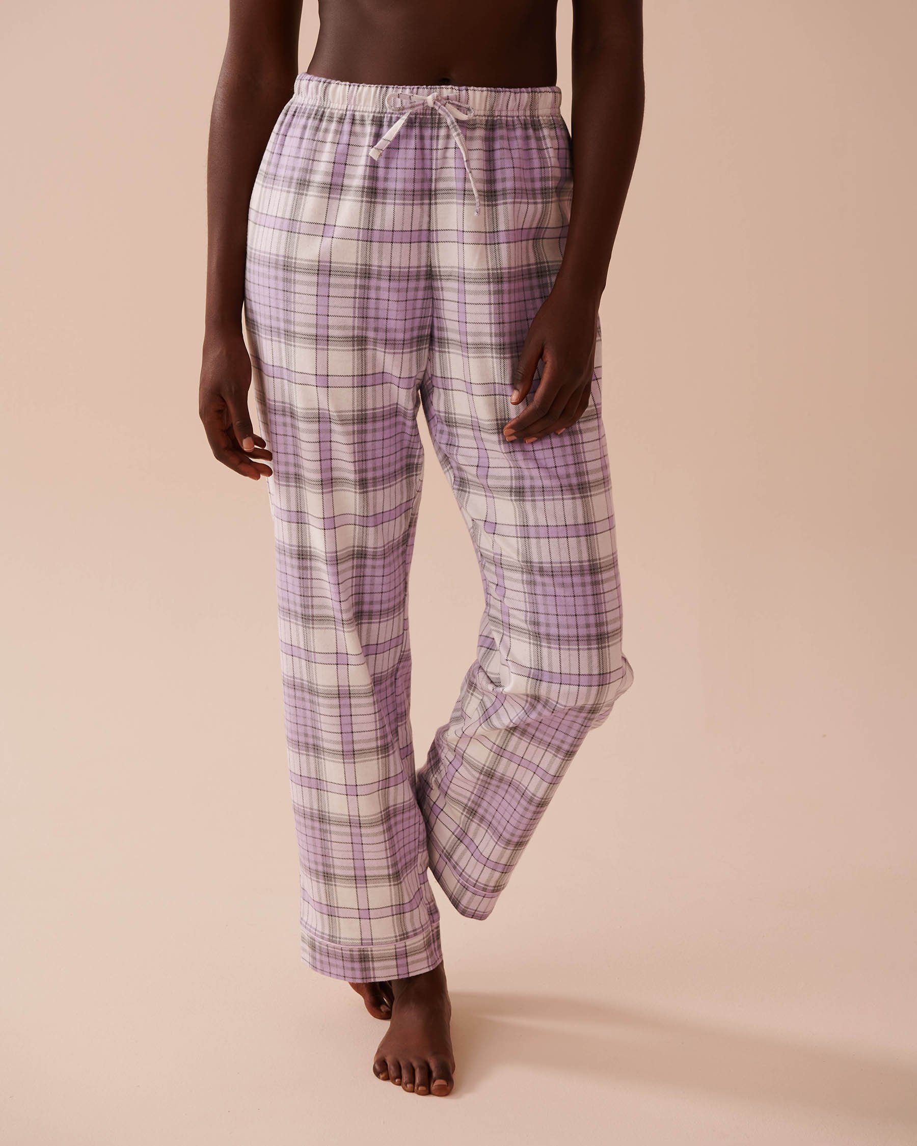 LA VIE EN ROSE Lilac Plaid Flannel PJ Set Lilac Plaid 40400073 - View5