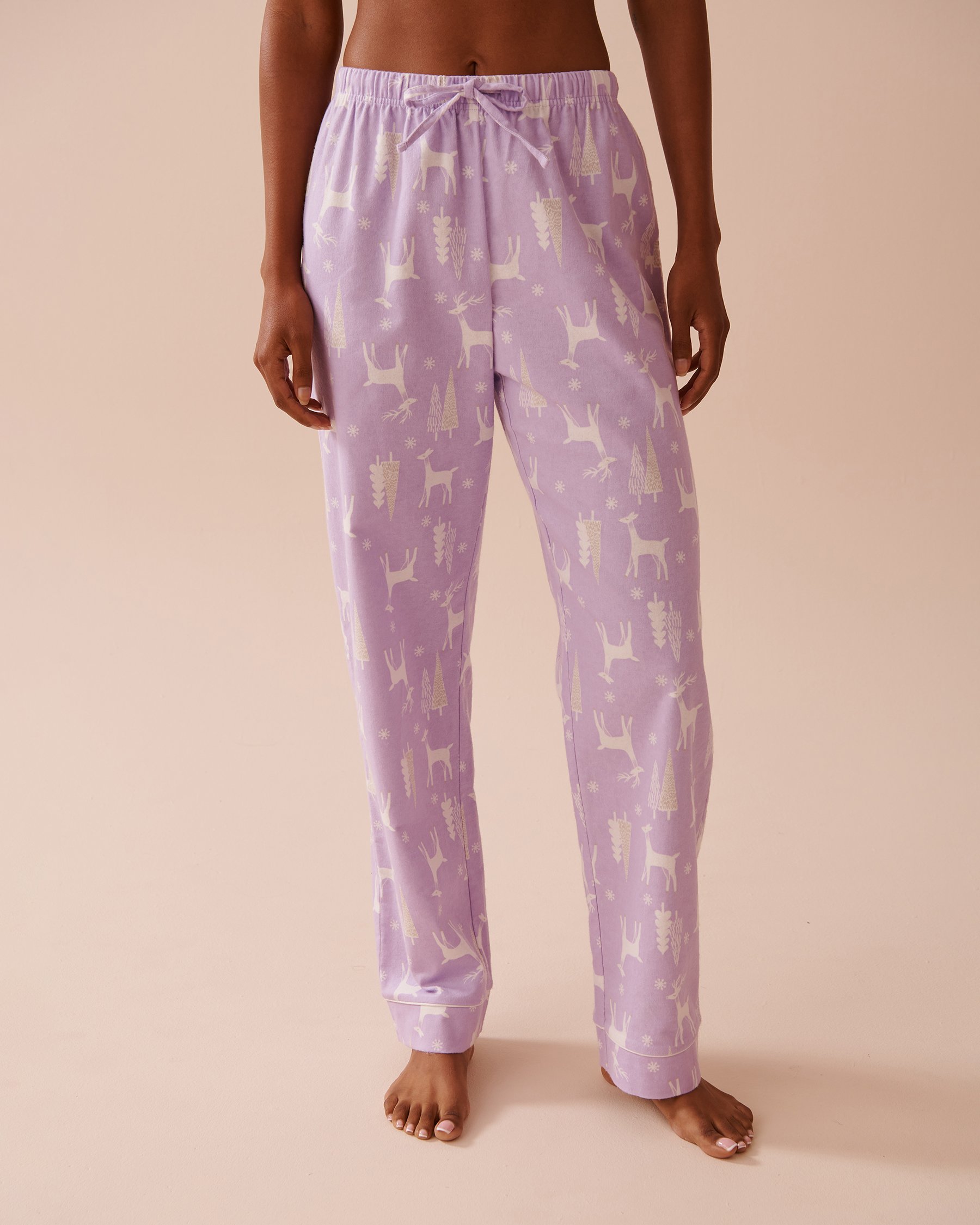 LA VIE EN ROSE Deer Print Flannel PJ Set Deer/Lilac 40400073 - View5