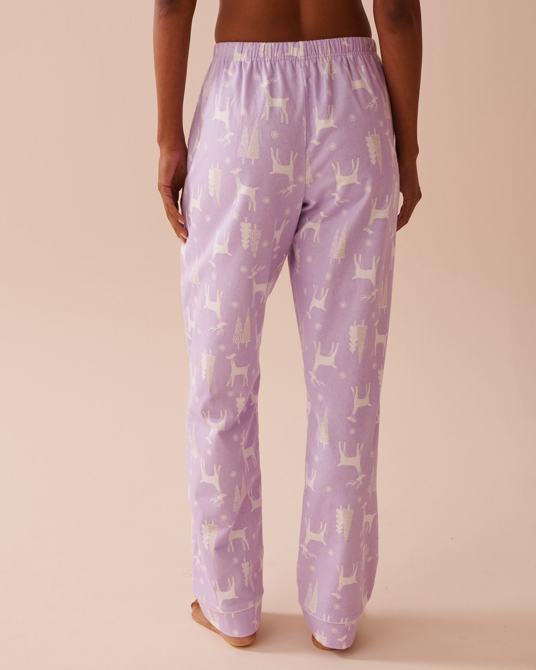 LA VIE EN ROSE Deer Print Flannel PJ Set Deer/Lilac 40400073 - View6