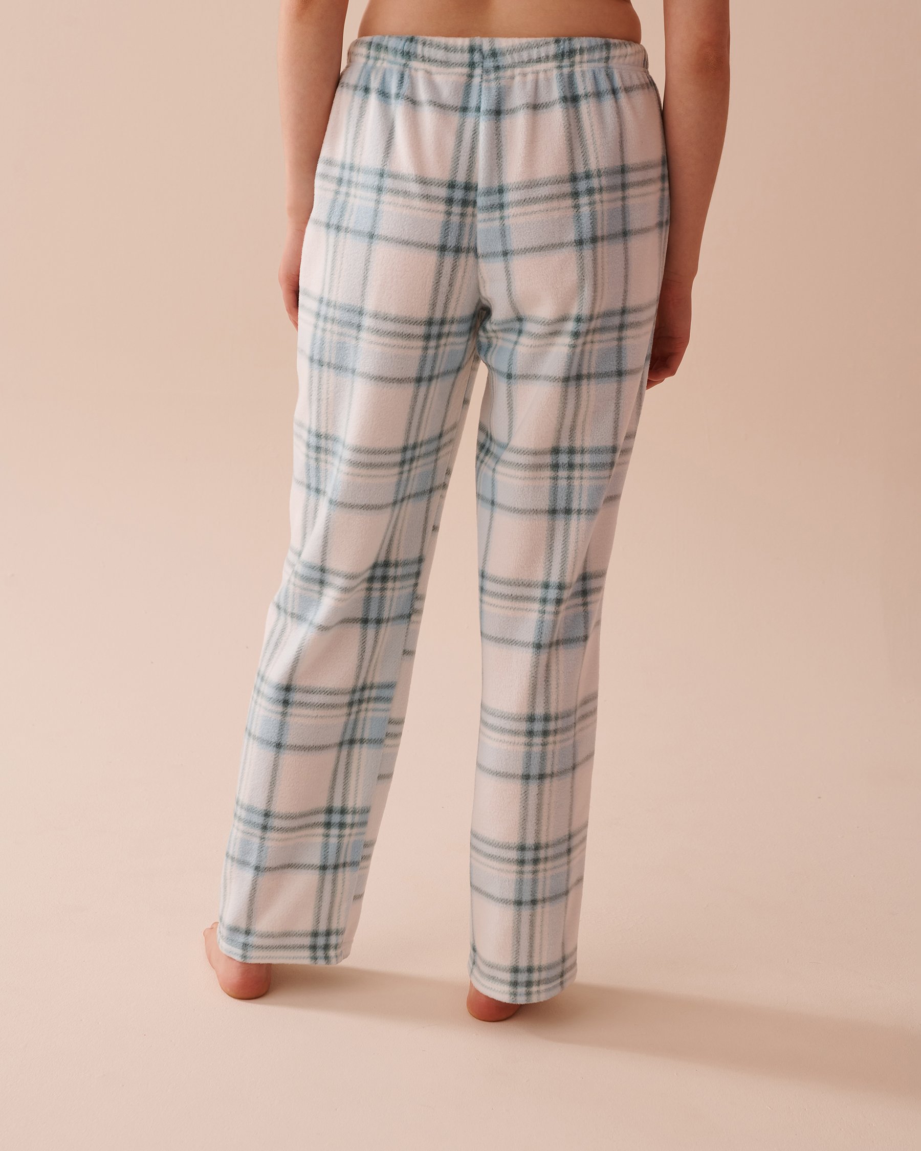 LA VIE EN ROSE Blue Plaid Micropolar PJ Set Blue & White Plaid 40400074 - View6