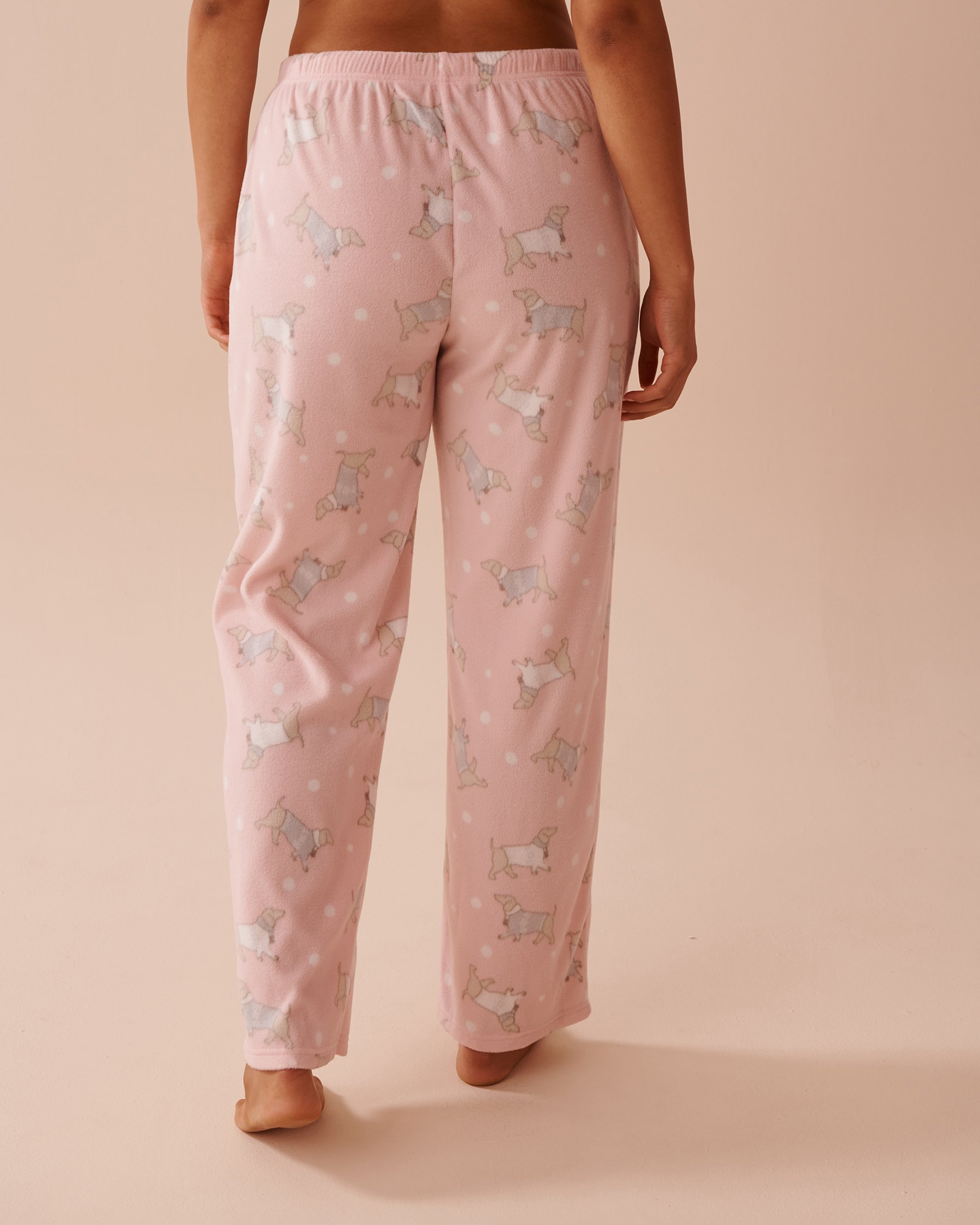 LA VIE EN ROSE Dachshund Print Micropolar PJ Set Dachshund/Fairy Pink 40400074 - View6