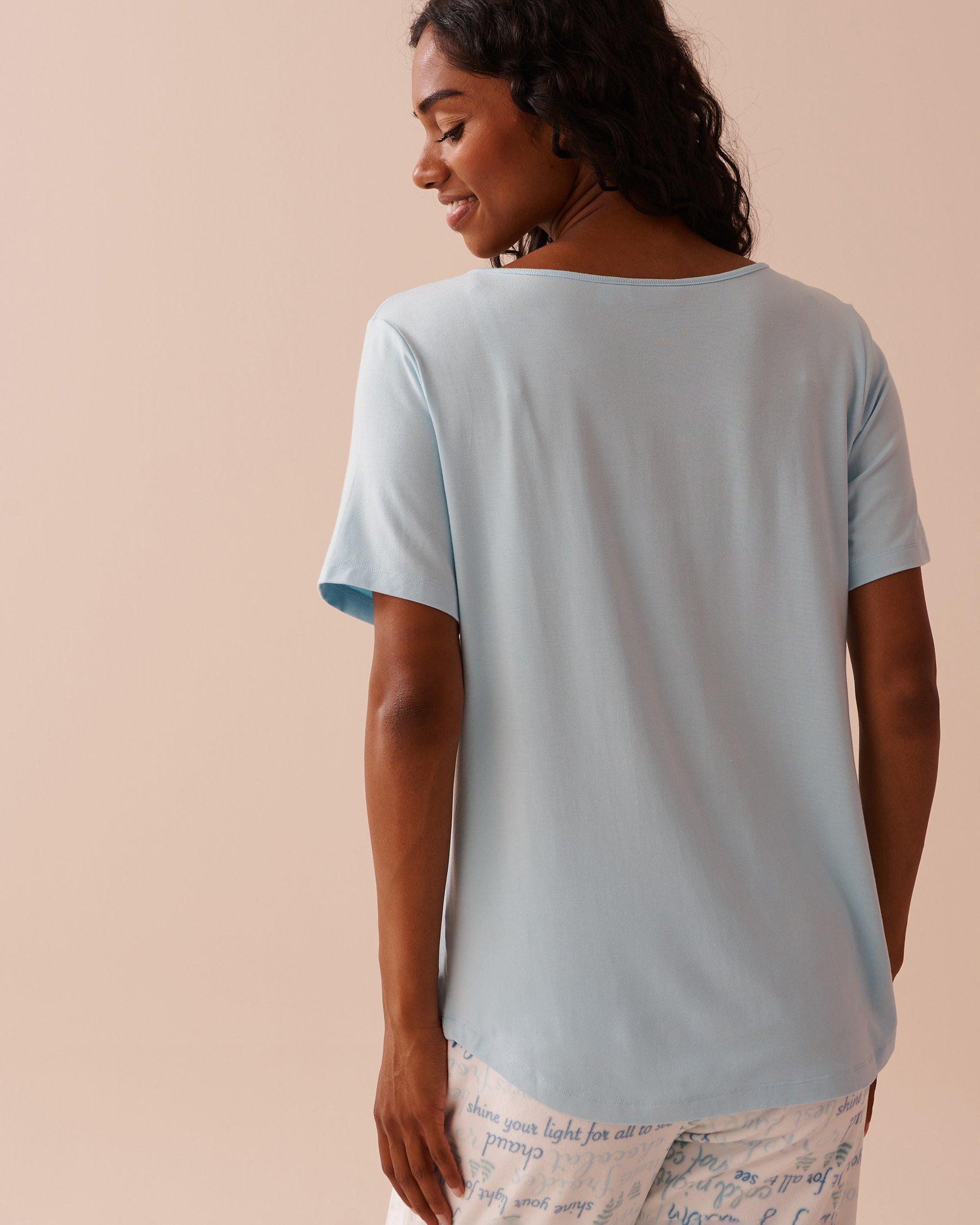 LA VIE EN ROSE T-shirt en bambou Bleu hivernal 40100671 - View2