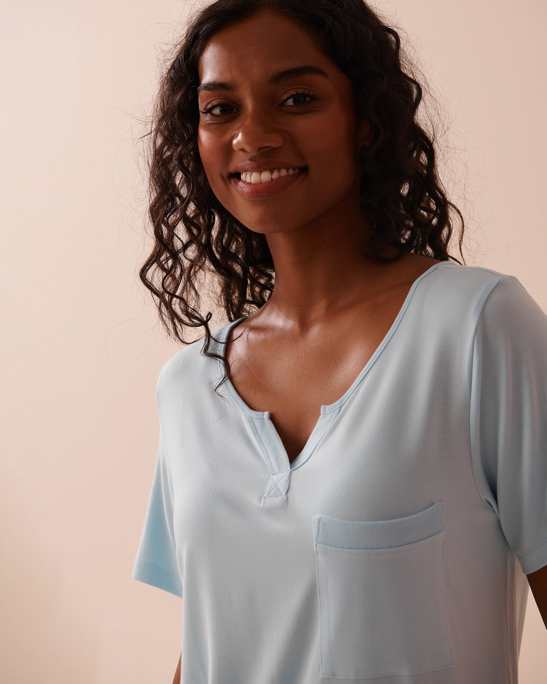 LA VIE EN ROSE T-shirt en bambou Bleu hivernal 40100671 - Voir3