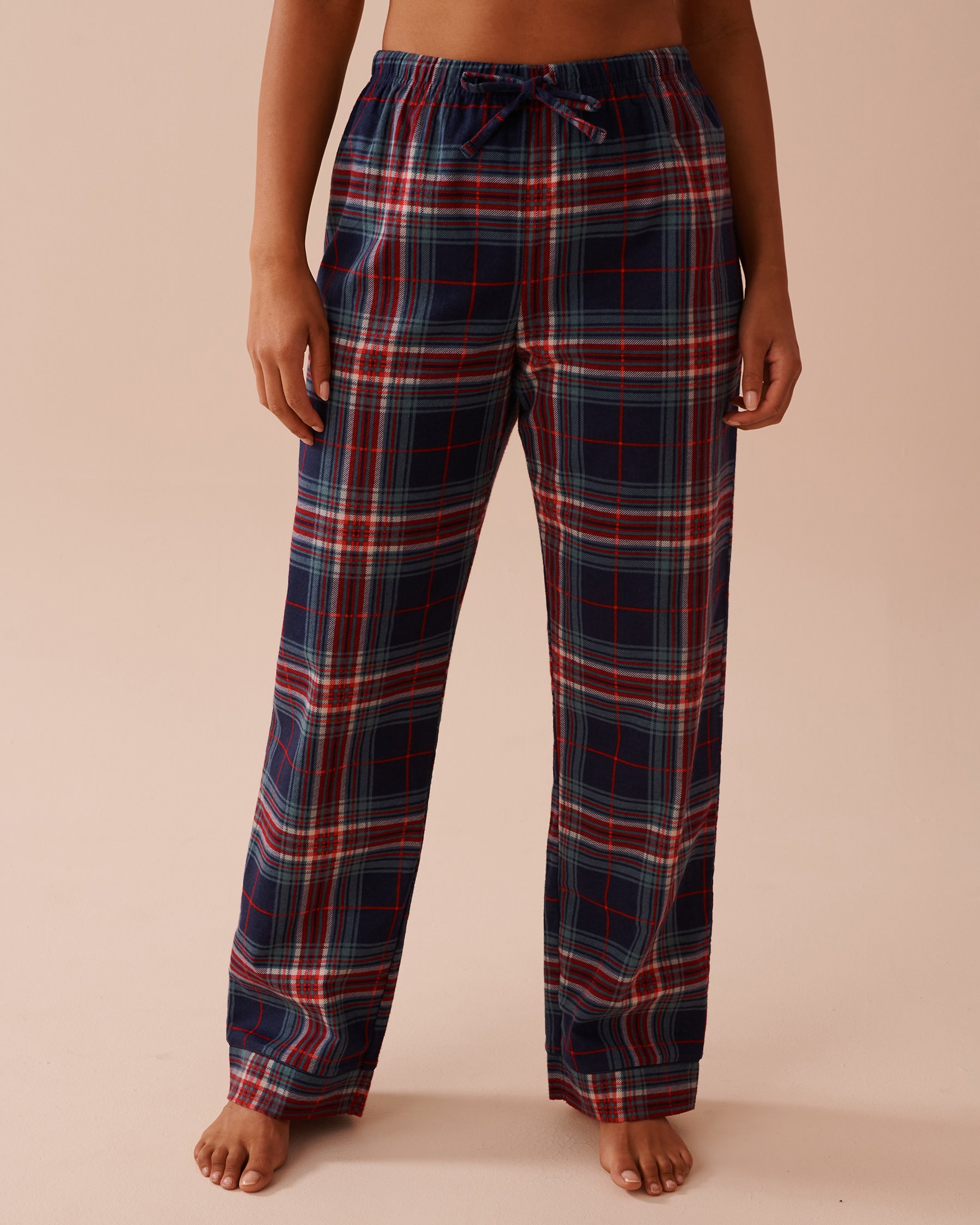 LA VIE EN ROSE Blue Plaid Flannel PJ Set Evening Blue Plaid 40400073 - View6