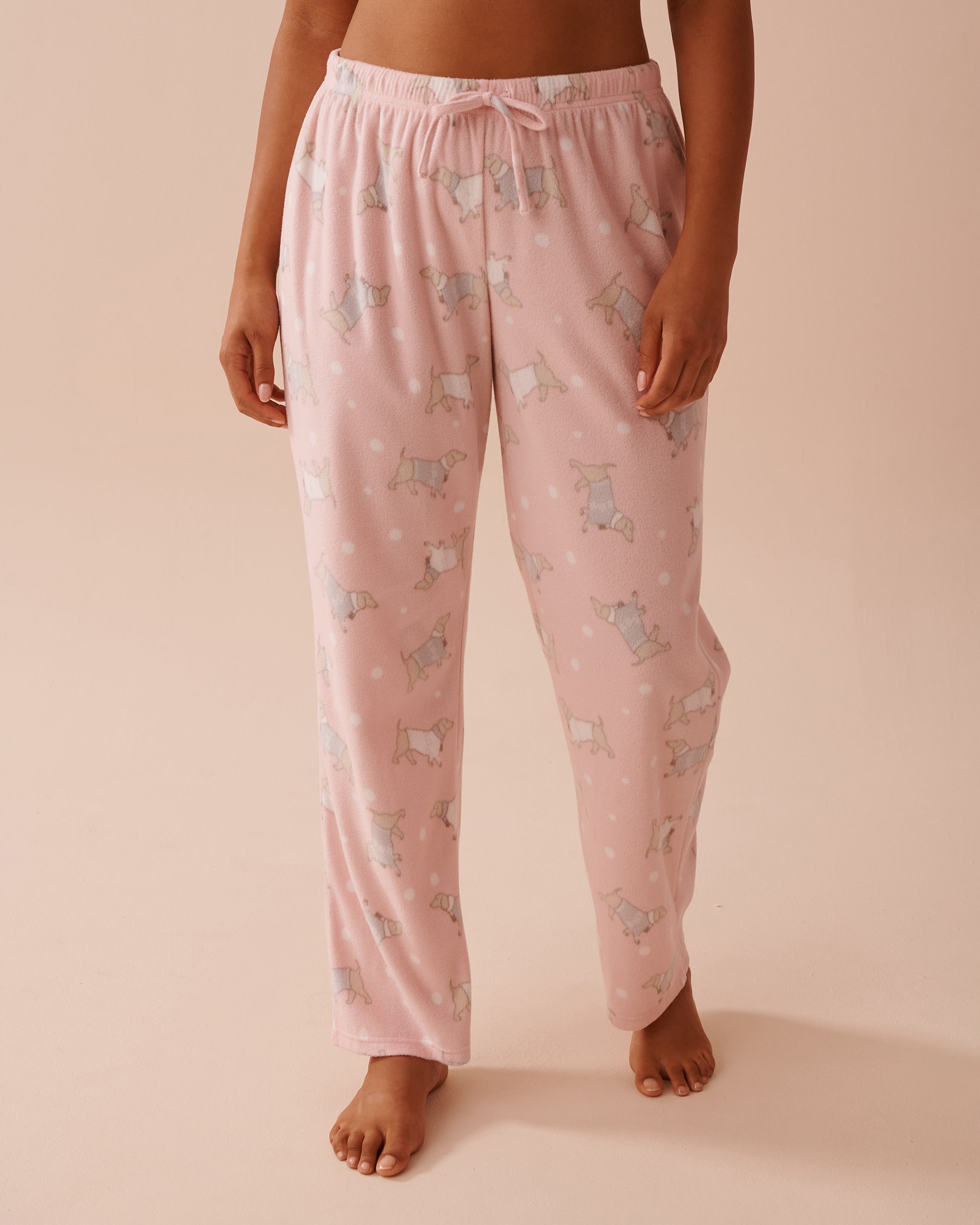 LA VIE EN ROSE Dachshund Print Micropolar PJ Set Dachshund/Fairy Pink 40400074 - View5
