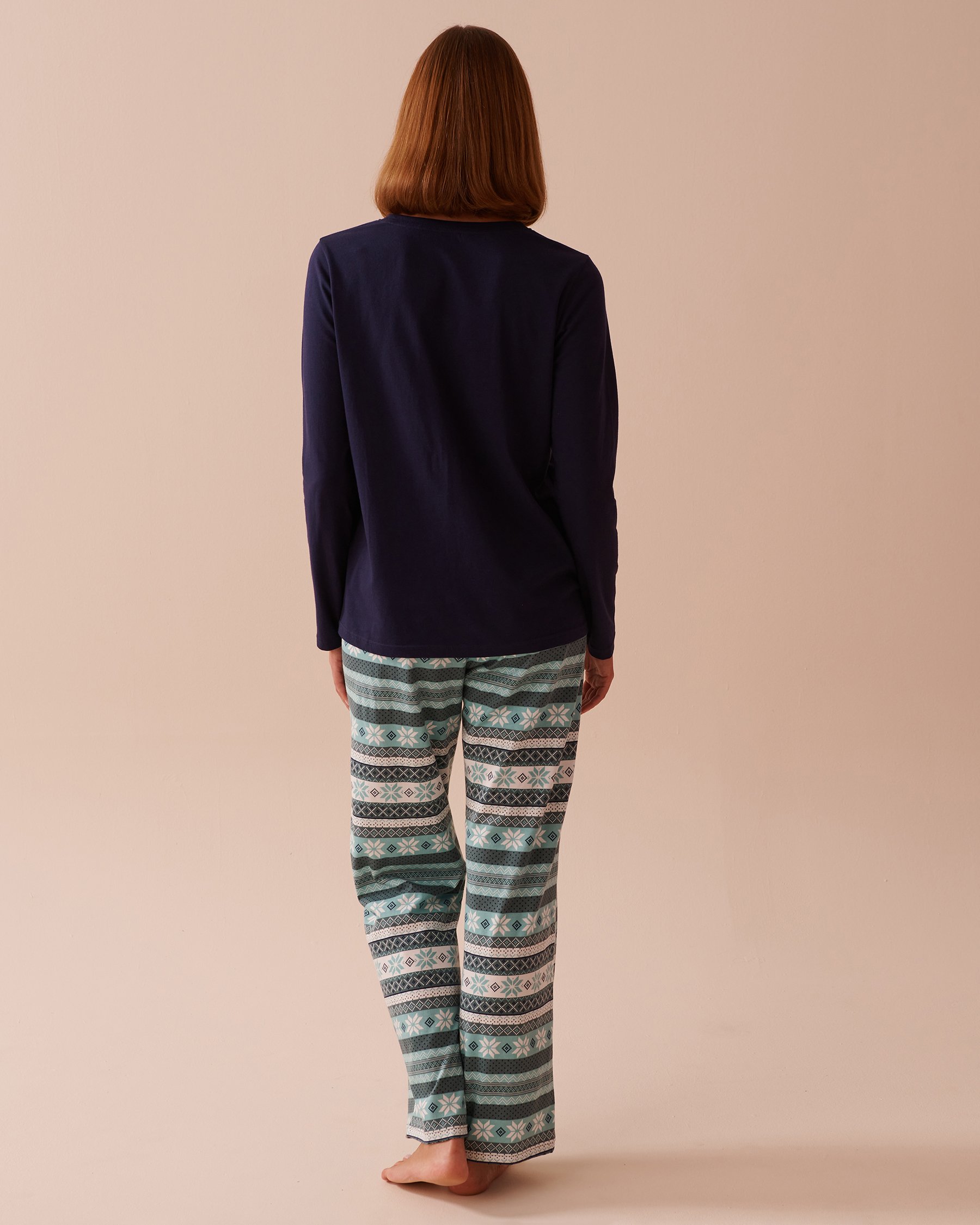 LA VIE EN ROSE Fair Isle Print Cotton PJ Set Green Fair Isle Print 40400075 - View2