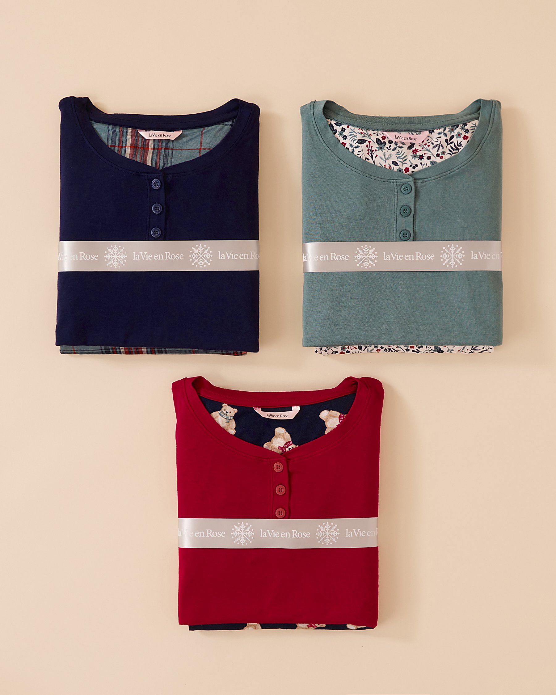 LA VIE EN ROSE Green & Red Plaid Long Sleeve PJ Set Green & Red Plaid 40400071 - View3