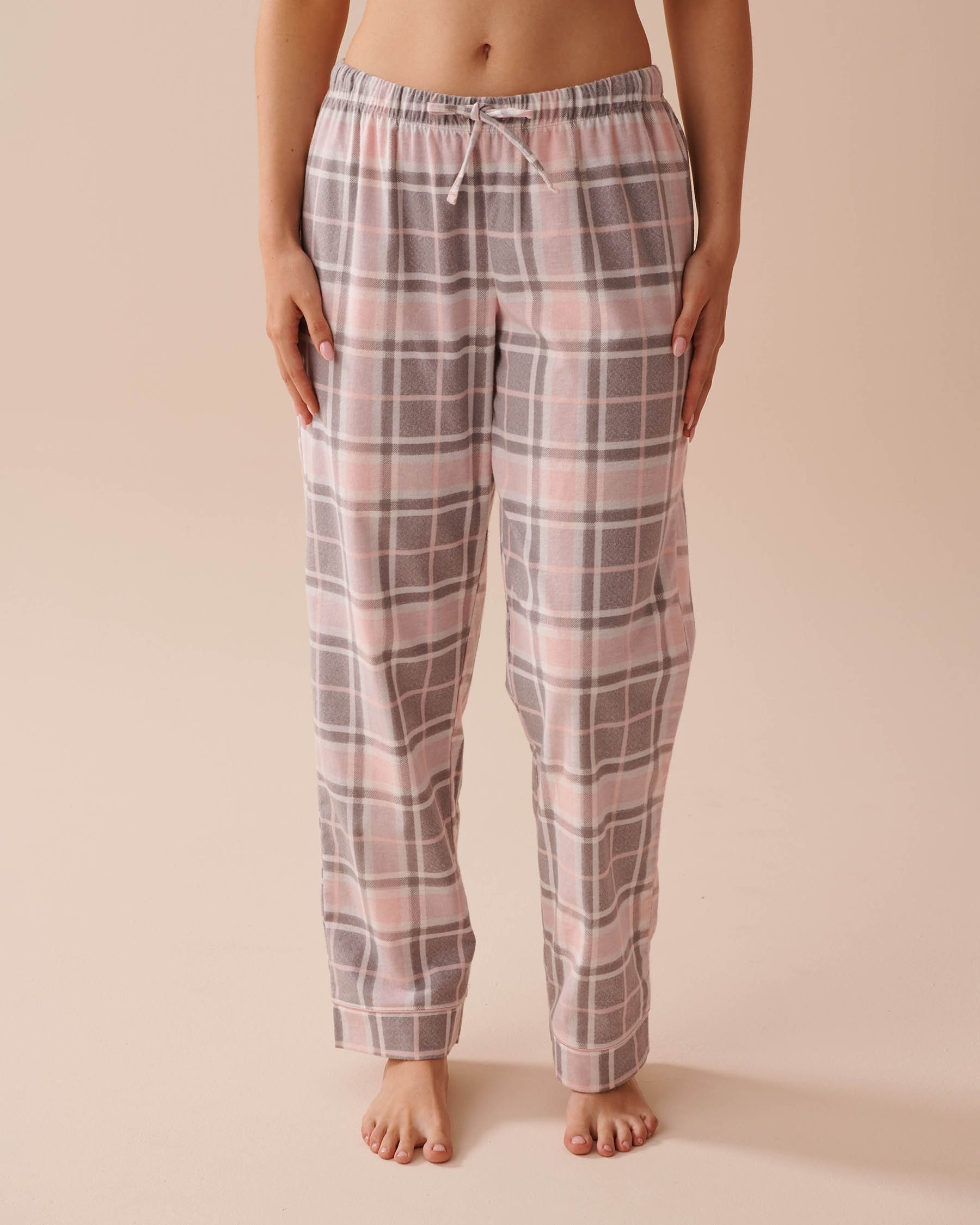 LA VIE EN ROSE Grey & Pink Plaid Flannel PJ Set Grey & Pink Plaid 40400073 - View8