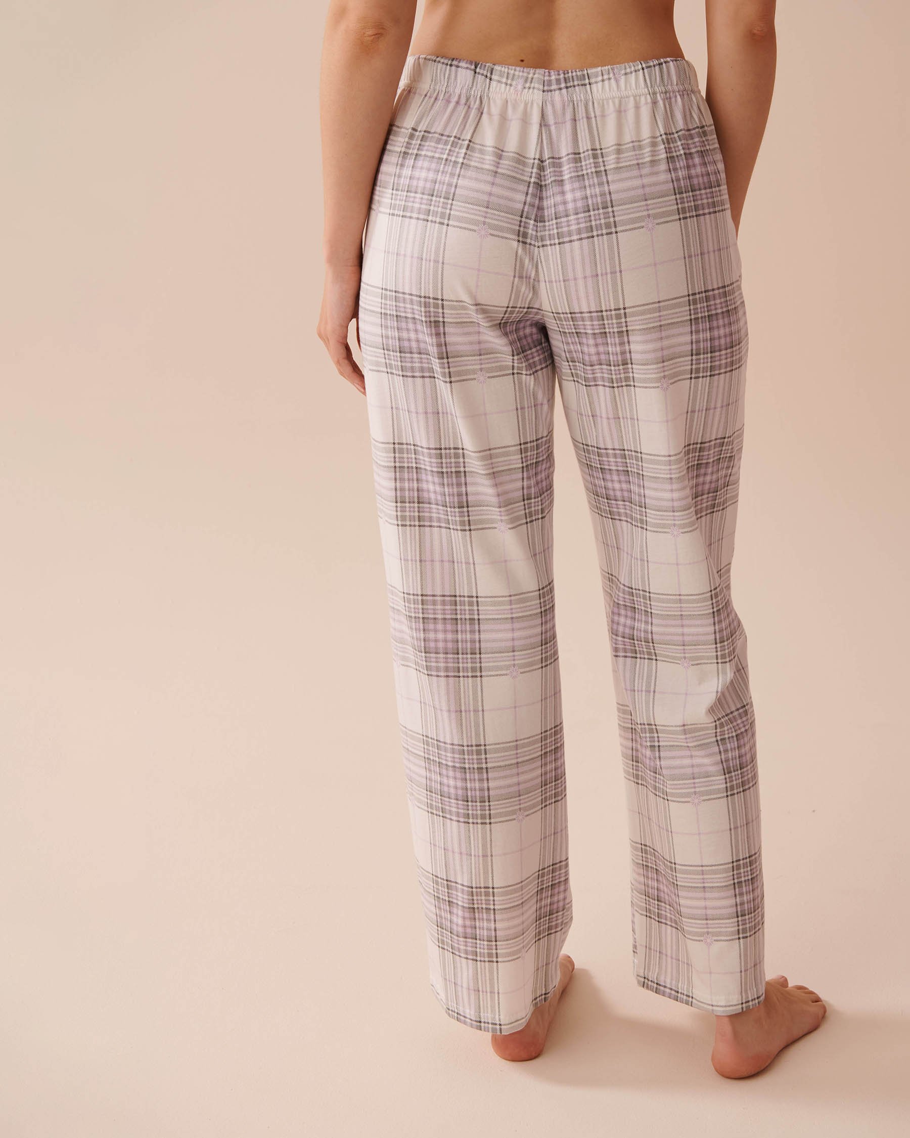 LA VIE EN ROSE Lilac Plaid Cotton PJ Set White & Lilac Plaid 40400075 - View6