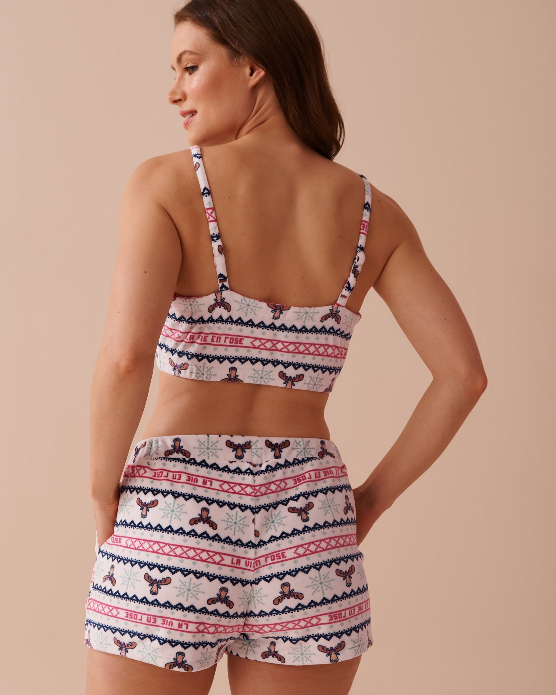 LA VIE EN ROSE Moose Fair Isle Print Soft Velour Crop Cami Moose/Fair Isle Print 40100640 - View2