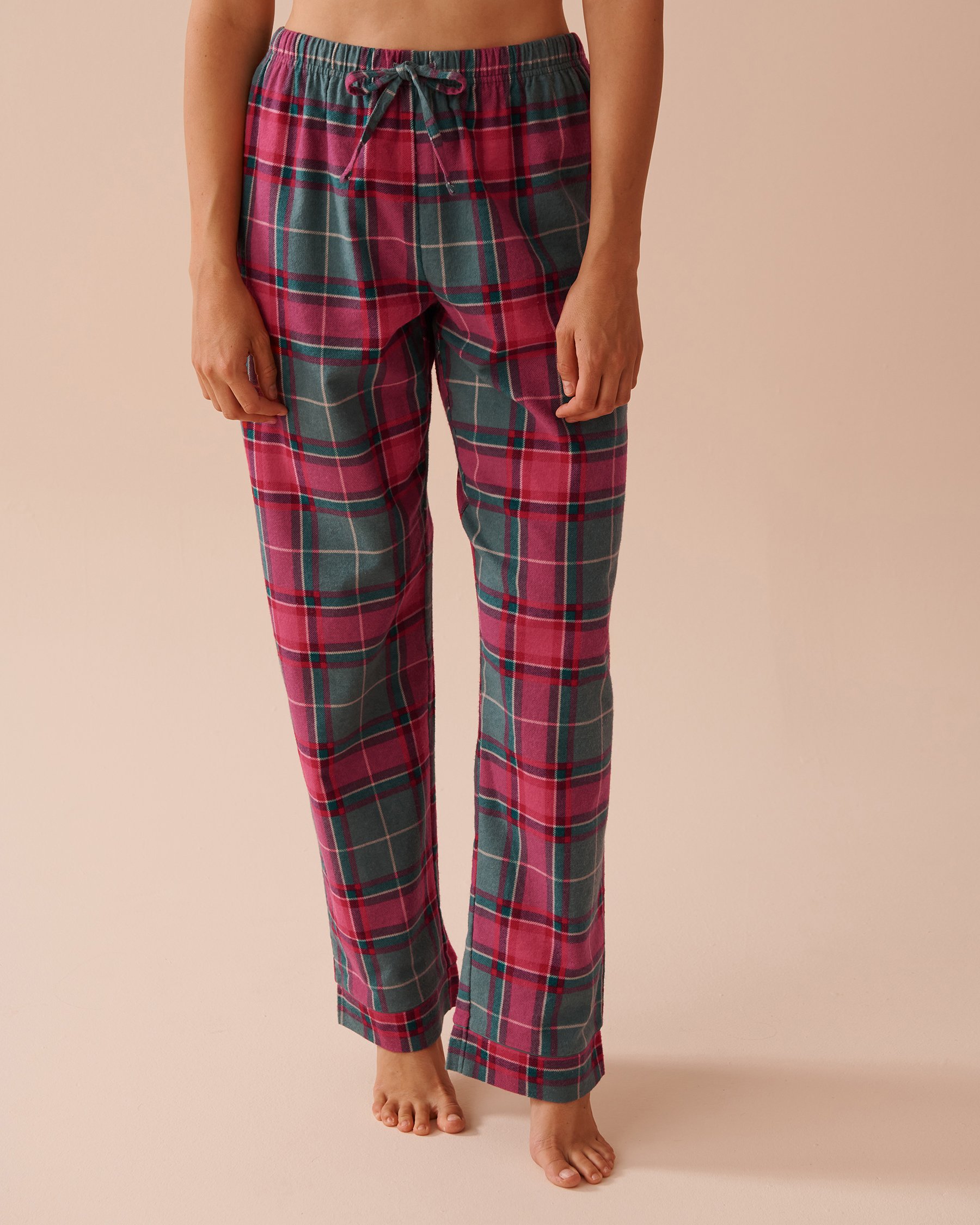 LA VIE EN ROSE Red & Green Plaid Flannel PJ Set Red & Green Plaid 40400073 - View10