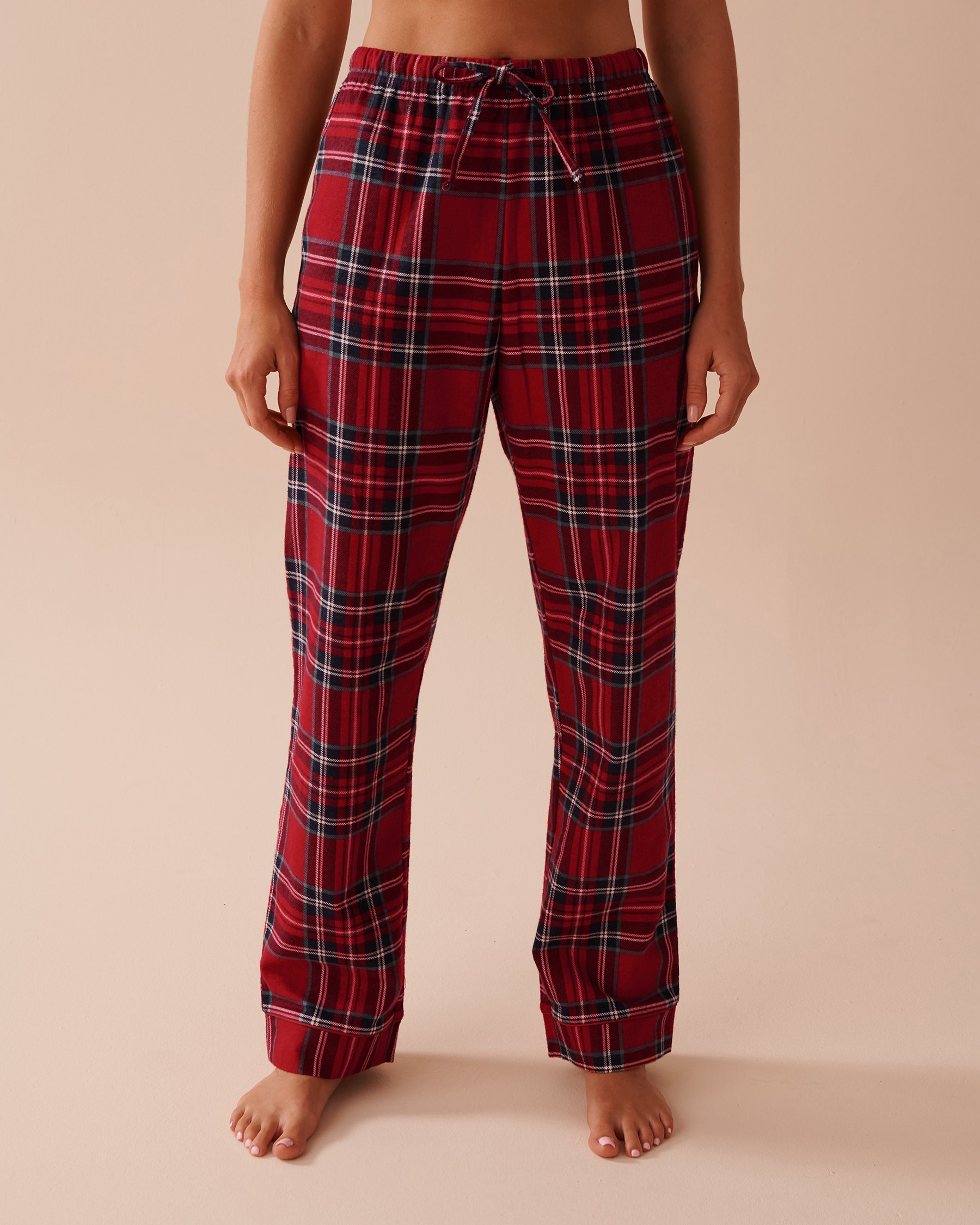 LA VIE EN ROSE Red Plaid Flannel PJ Set Red & Blue Plaid 40400073 - View5