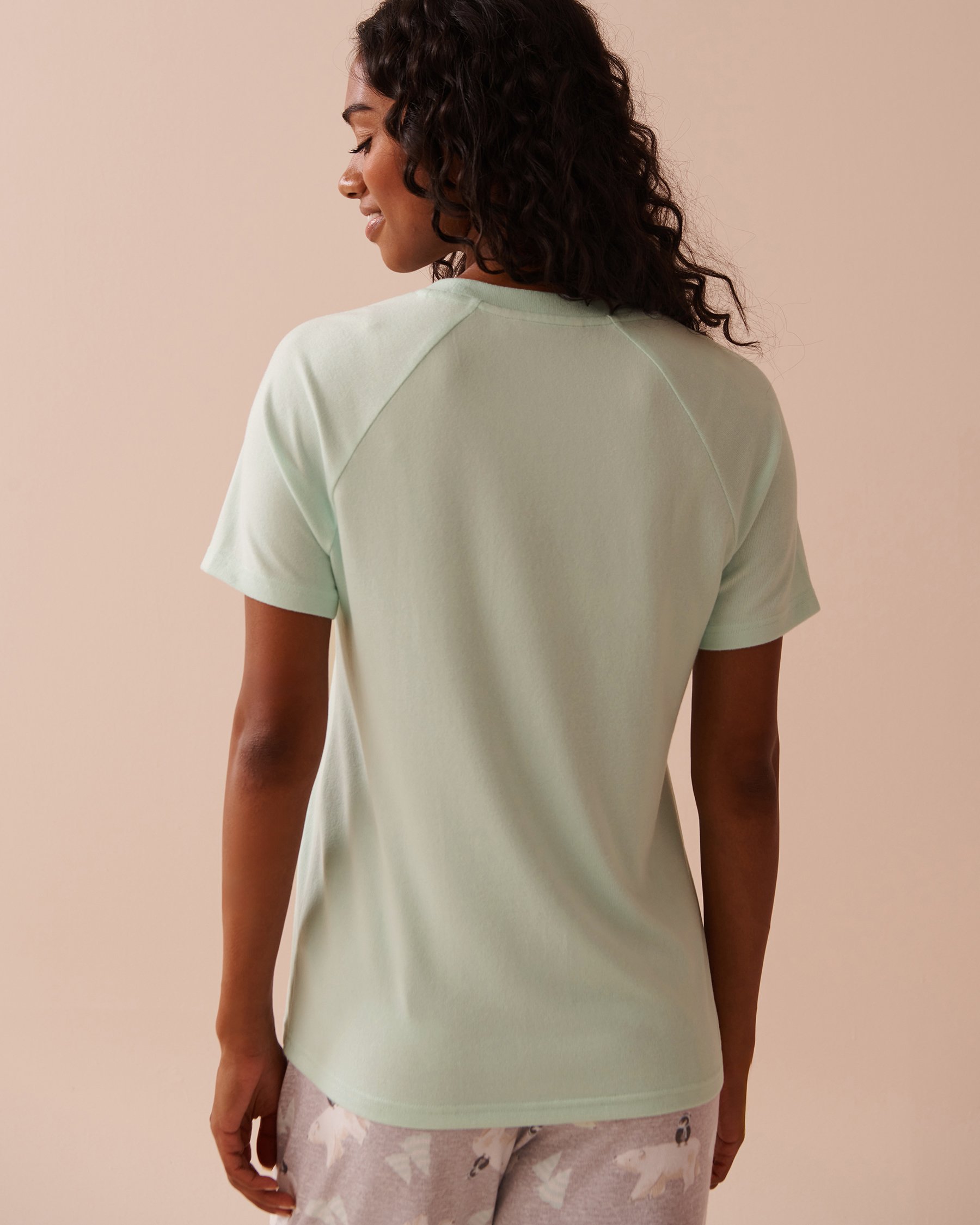 LA VIE EN ROSE T-shirt en fibres recyclées imprimé ours polaire Vert menthe 40100662 - Voir2