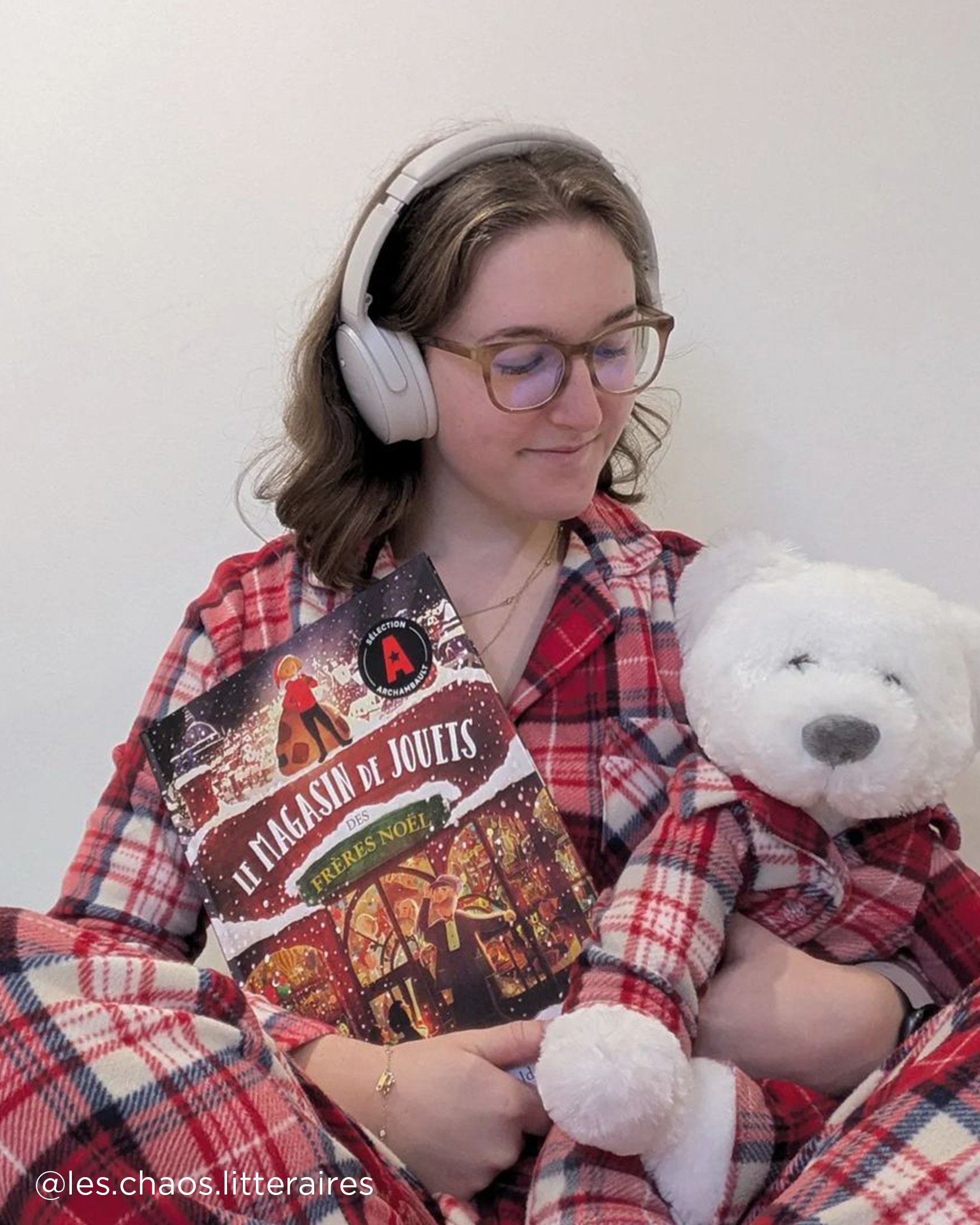 LA VIE EN ROSE Red Plaid Micropolar PJ Set Red & Beige Plaid 40400074 - View7