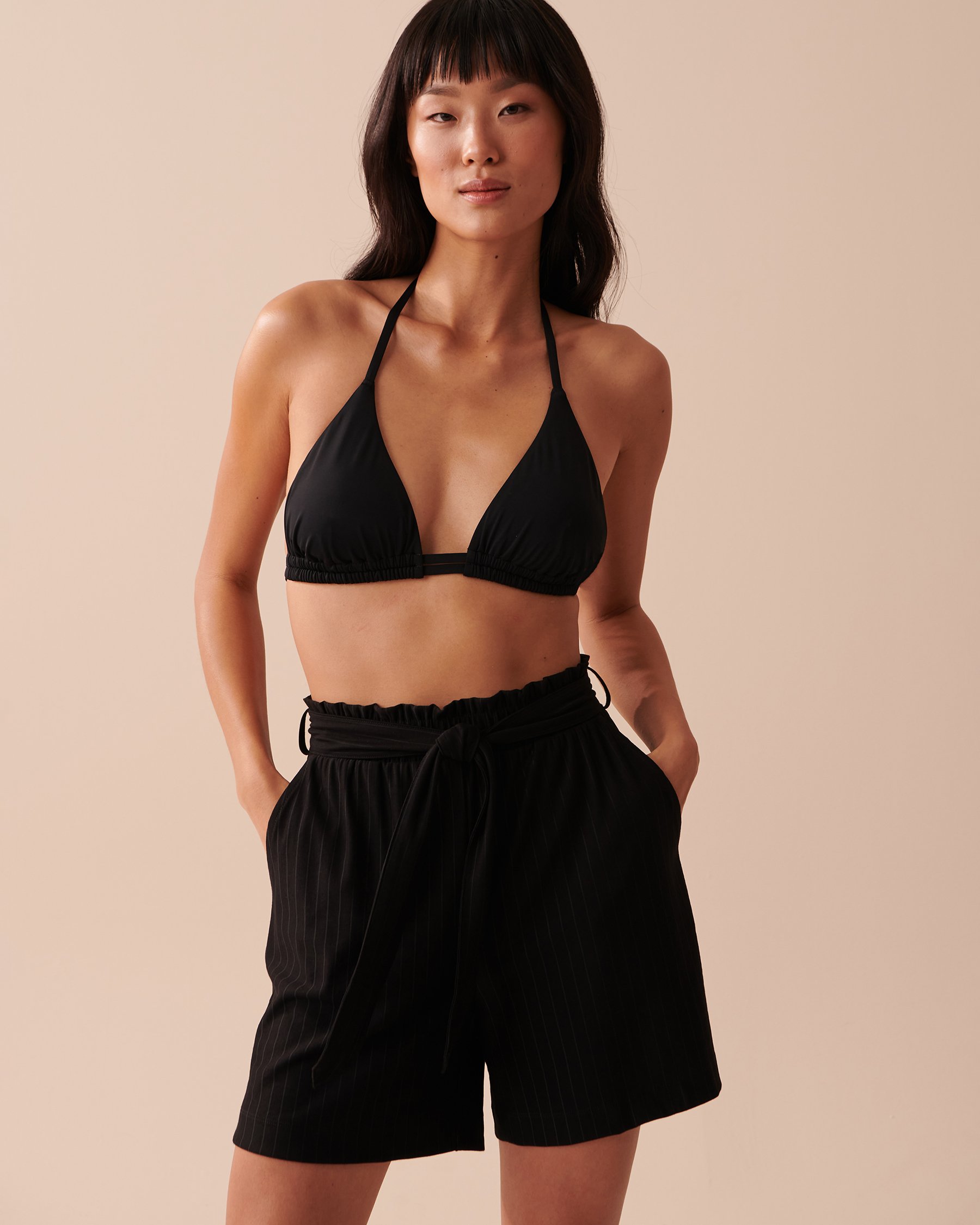 LA VIE EN ROSE AQUA Casual High Waist Shorts Black 80200040 - View3