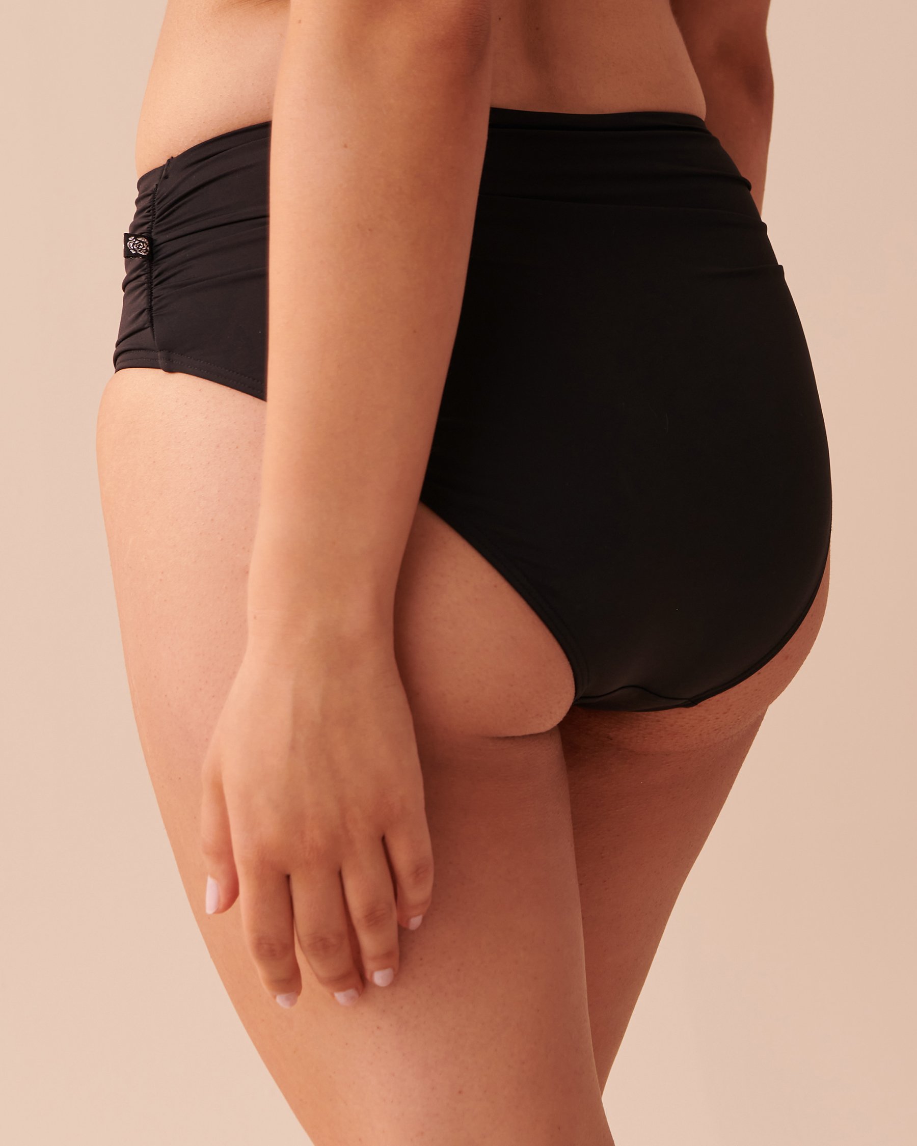 LA VIE EN ROSE AQUA Bas de bikini taille haute drapée BLACK Noir 70300578 - View2