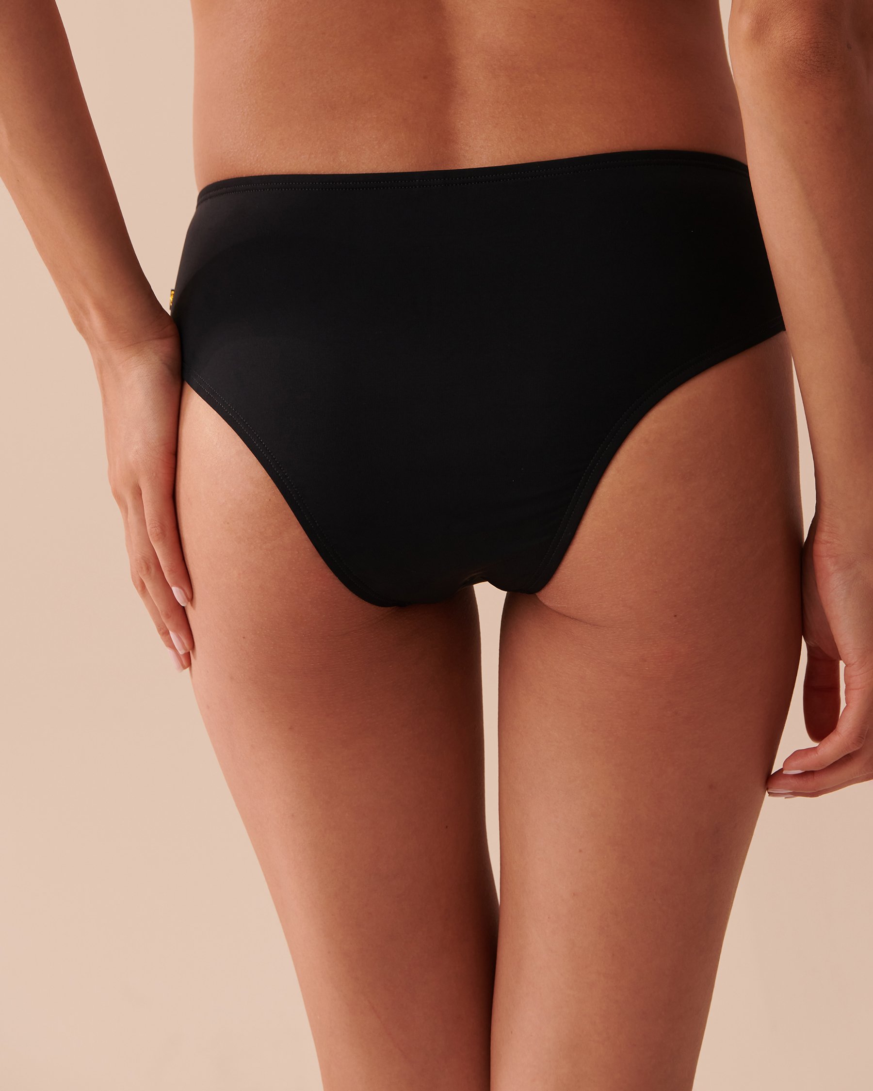 LA VIE EN ROSE AQUA BLACK Mid Waist Cheeky Bikini Bottom Black 70300530 - View5