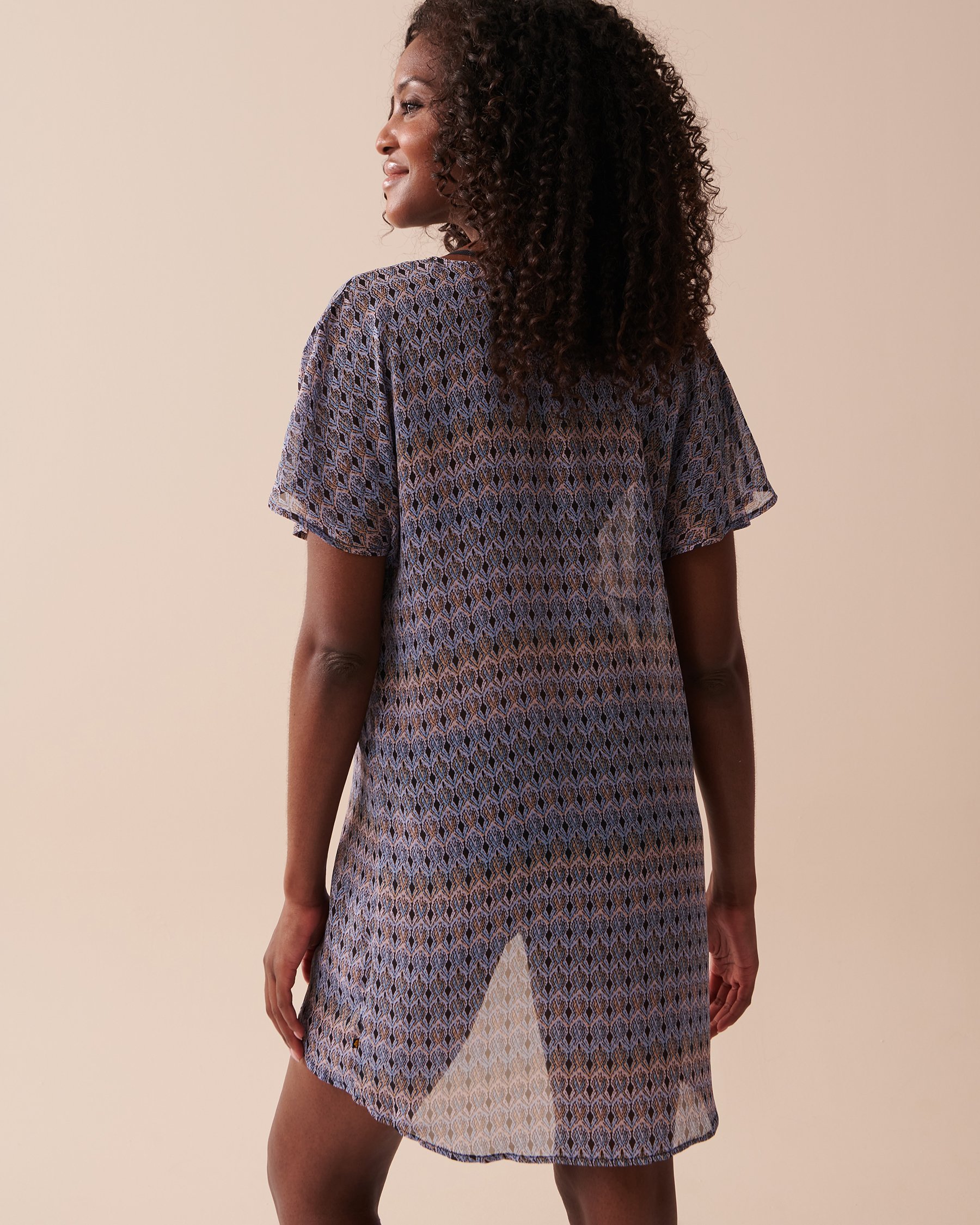 LA VIE EN ROSE AQUA Chiffon Tunic Light Blue Mosaic 80400050 - View2