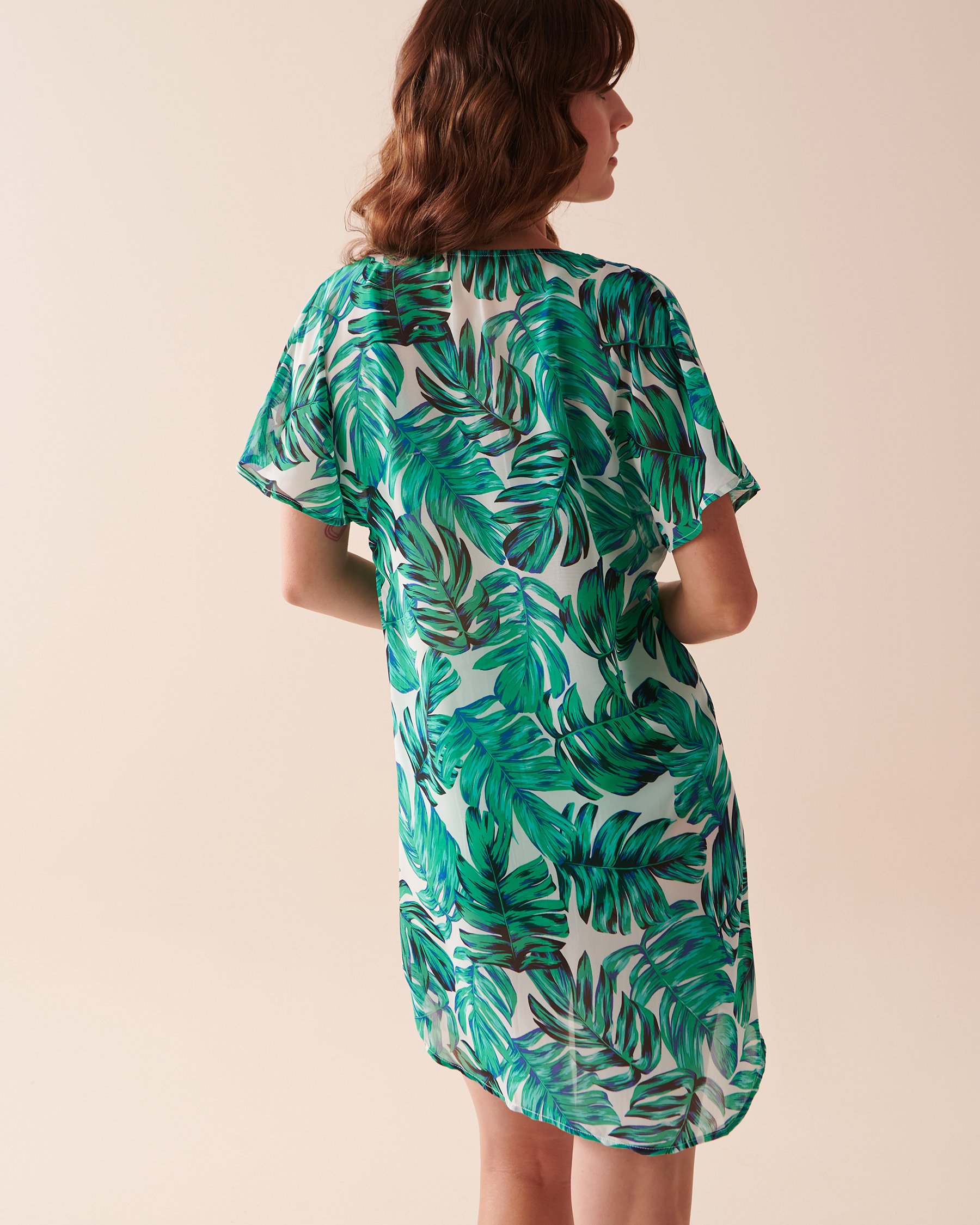 LA VIE EN ROSE AQUA Chiffon Tunic Palm Leaves 80400050 - View2