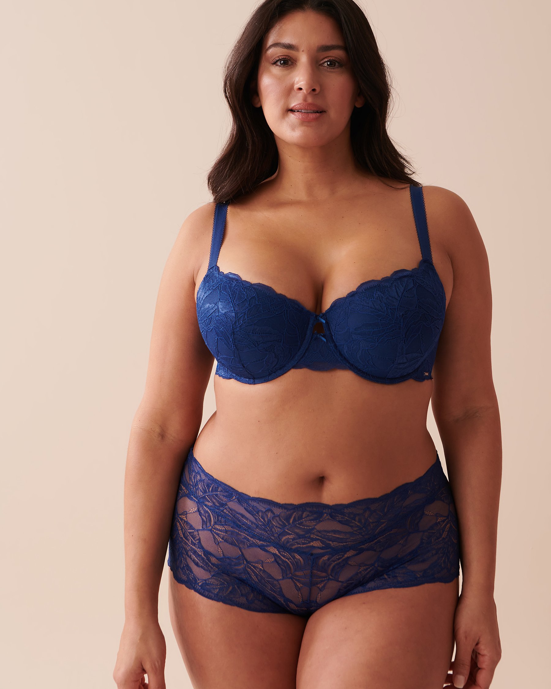 LA VIE EN ROSE Culotte garçonne en dentelle Bleu foncé 20300289 - Voir6