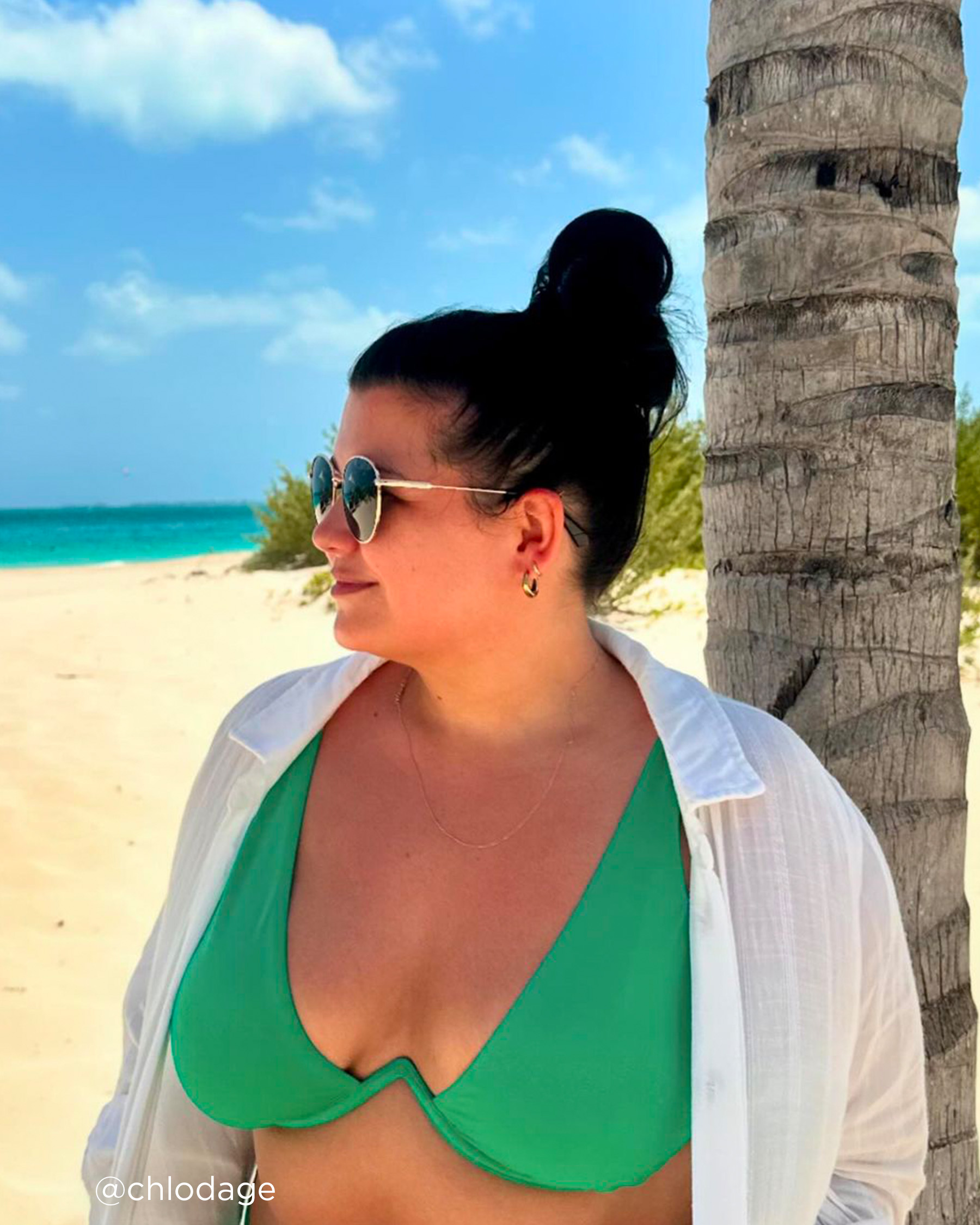 LA VIE EN ROSE AQUA EMERALD Plunge Bikini Top Emerald Green 70100573 - View5