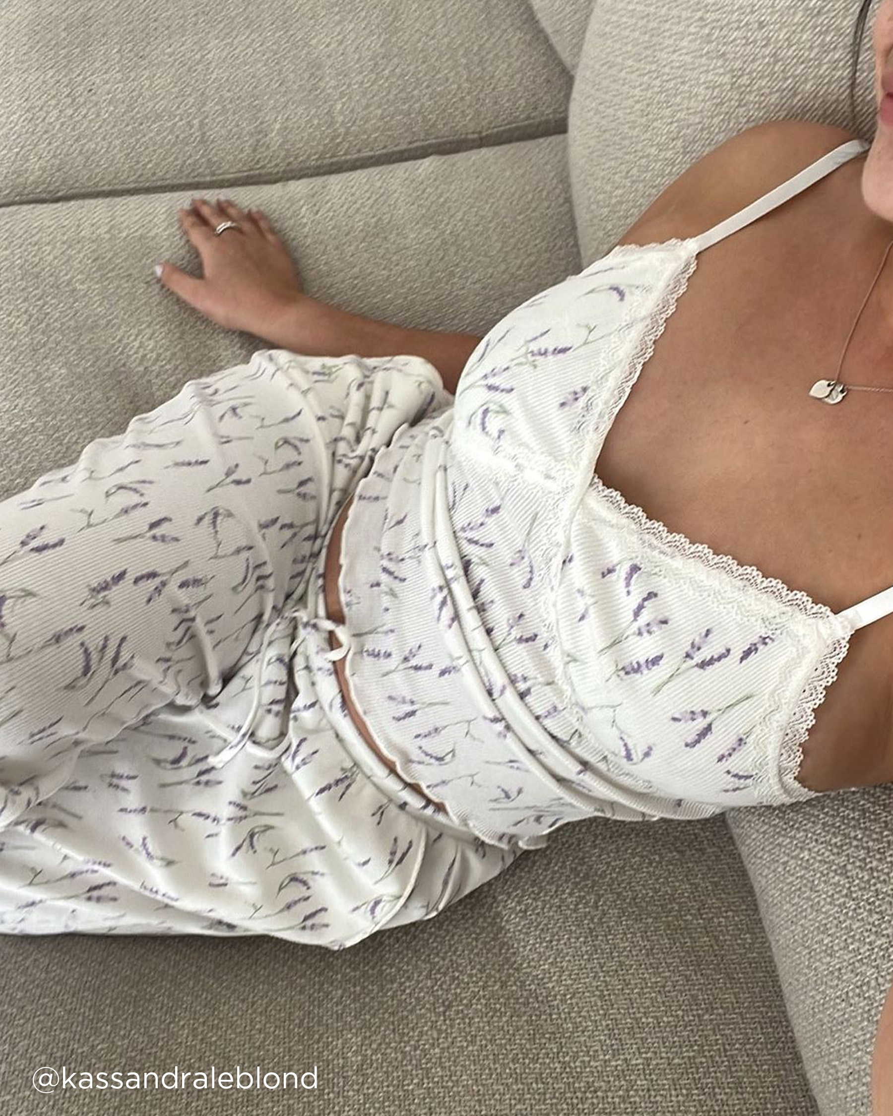 LA VIE EN ROSE Lettuce Edge Ribbed Cami Lavender Bouquet 40100546 - View7