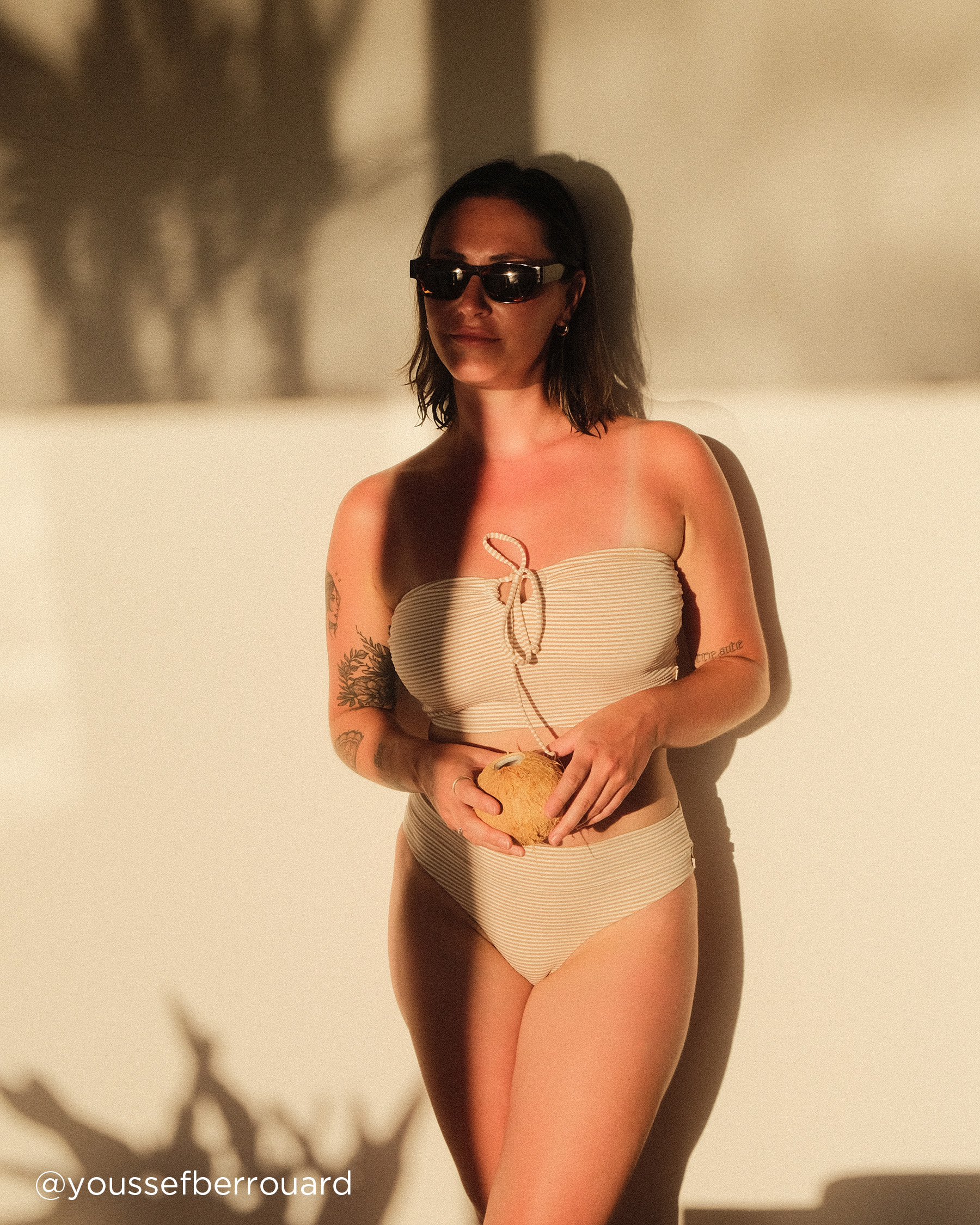 LA VIE EN ROSE AQUA SEERSUCKER Bandeau Bikini Top Cocoa Stripes 70100585 - View6