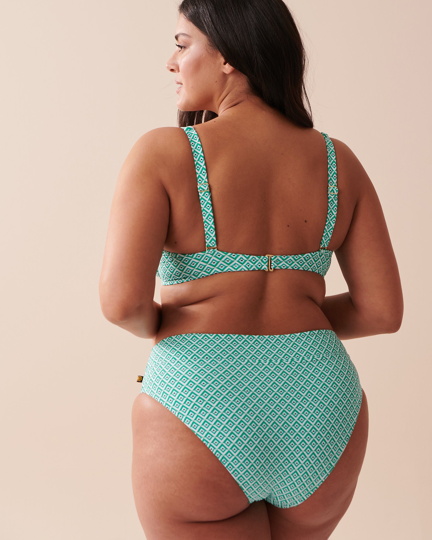 LA VIE EN ROSE AQUA GREEN TILE Plunge Bikini Top Green Tile 70100573 - View2