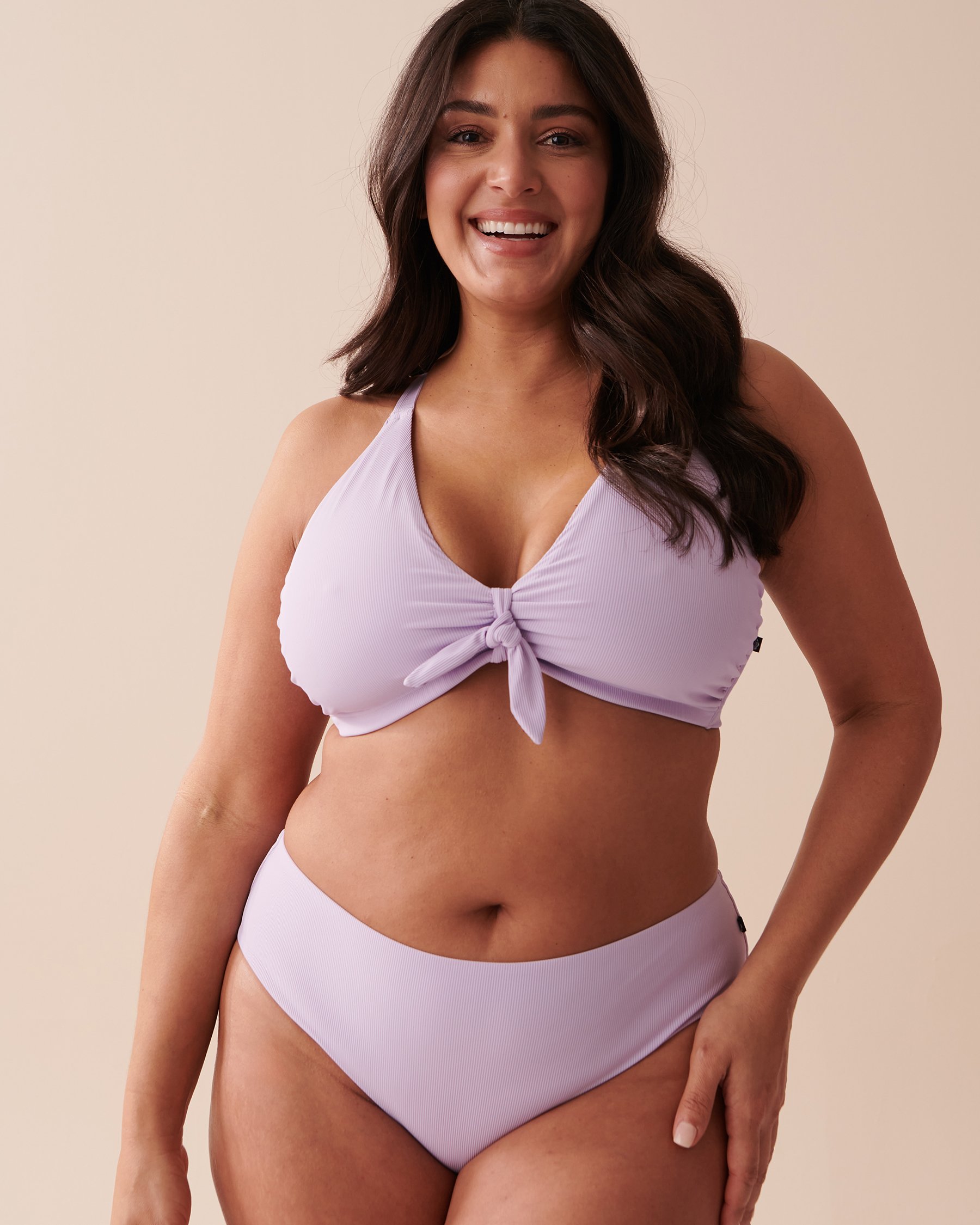 LA VIE EN ROSE AQUA TEXTURED PASTEL Mid Waist Cheeky Bikini Bottom Pastel Lilac 70300536 - View4