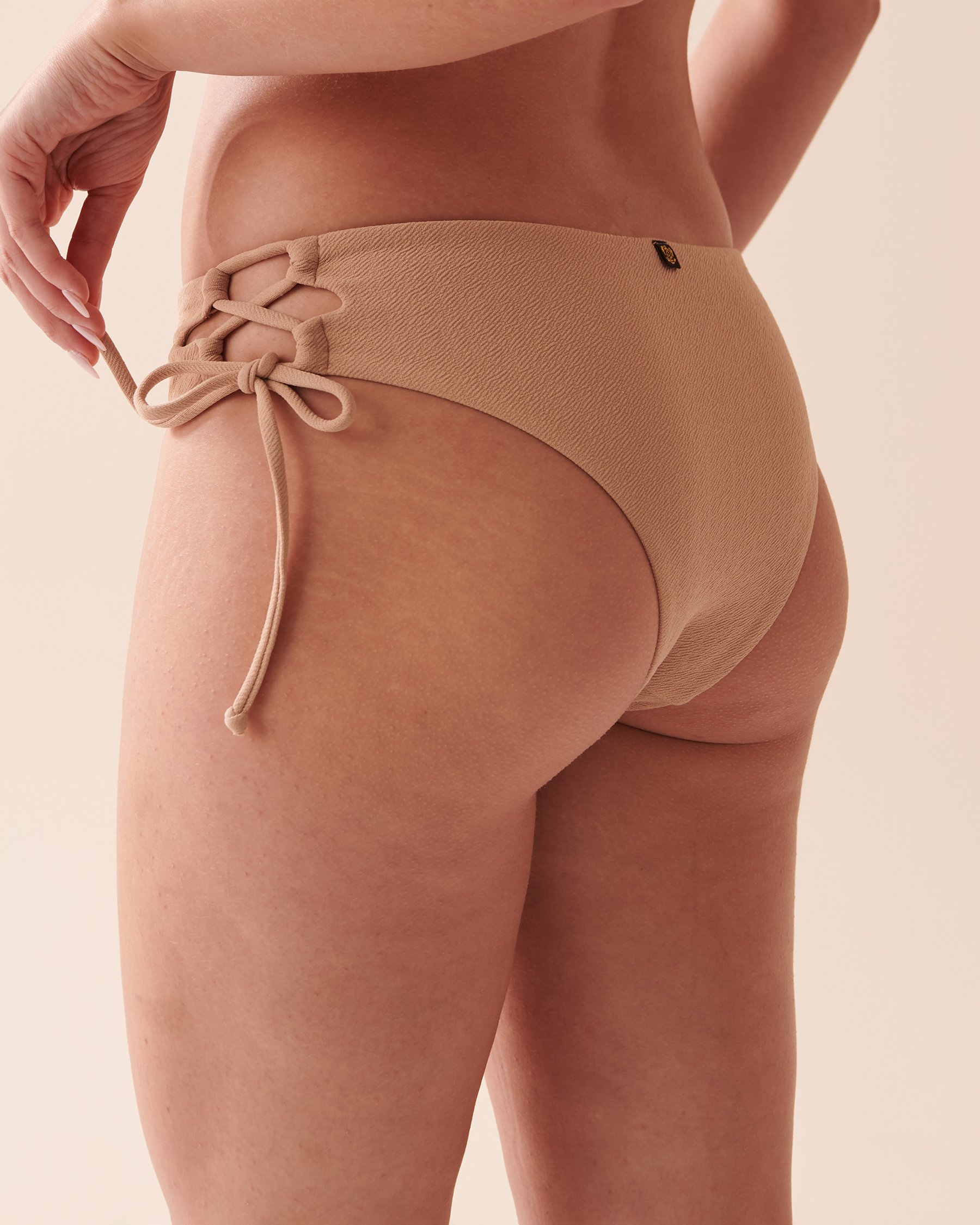 LA VIE EN ROSE AQUA PALM BEACH Side Tie Cheeky Bikini Bottom Gold Sand 70300544 - View3