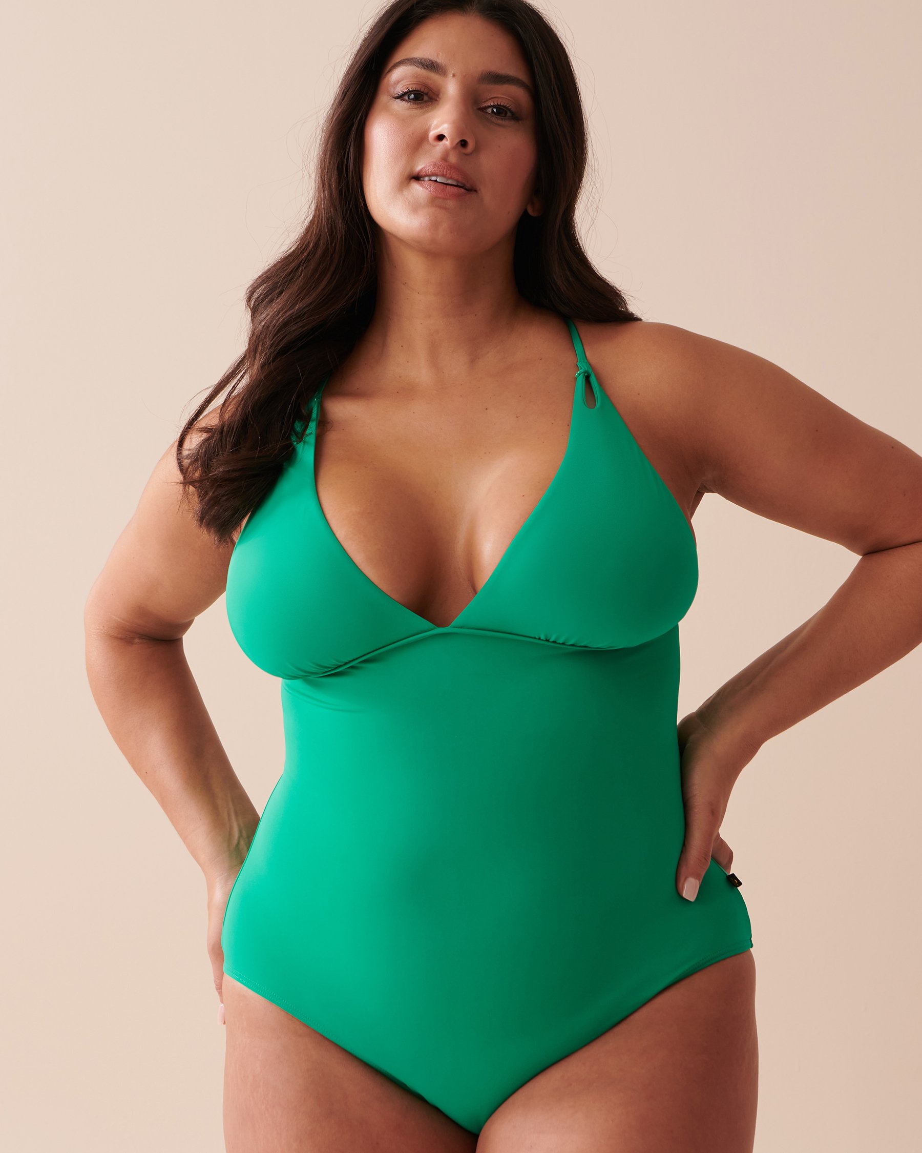AQUAROSE EMERALD Plunge One-piece Swimsuit Emerald Green 70400113 - View3
