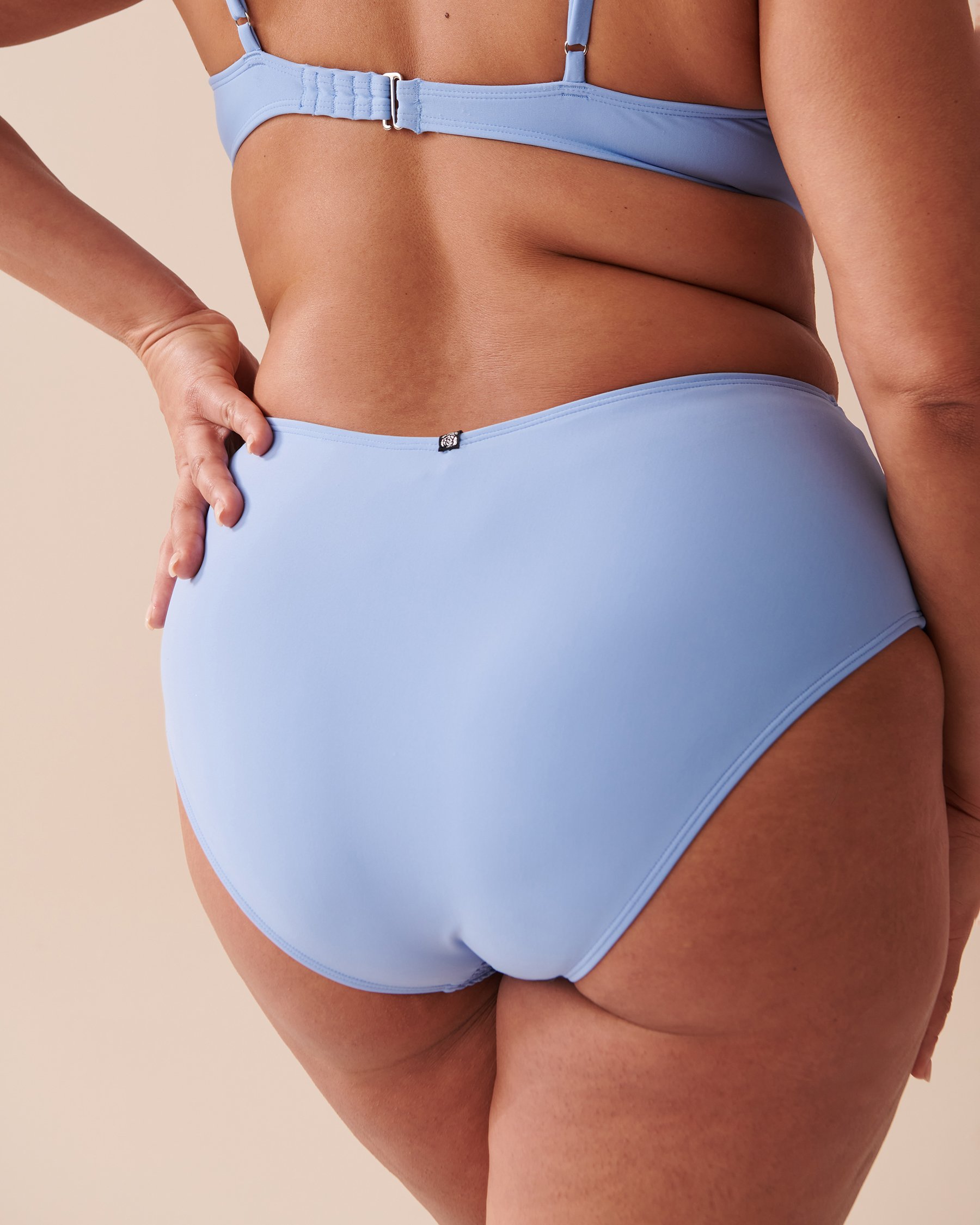 LA VIE EN ROSE AQUA SMOCKED TEXTURED High Waist Cheeky Bikini Bottom Bright Pastel Blue 70300525 - View6