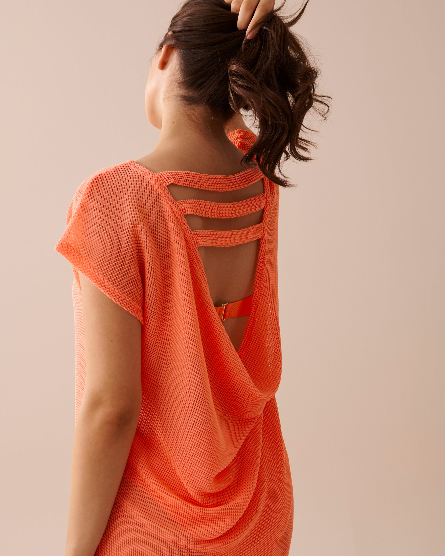 LA VIE EN ROSE AQUA Fishnet Tunic Papaya 80100022 - View3