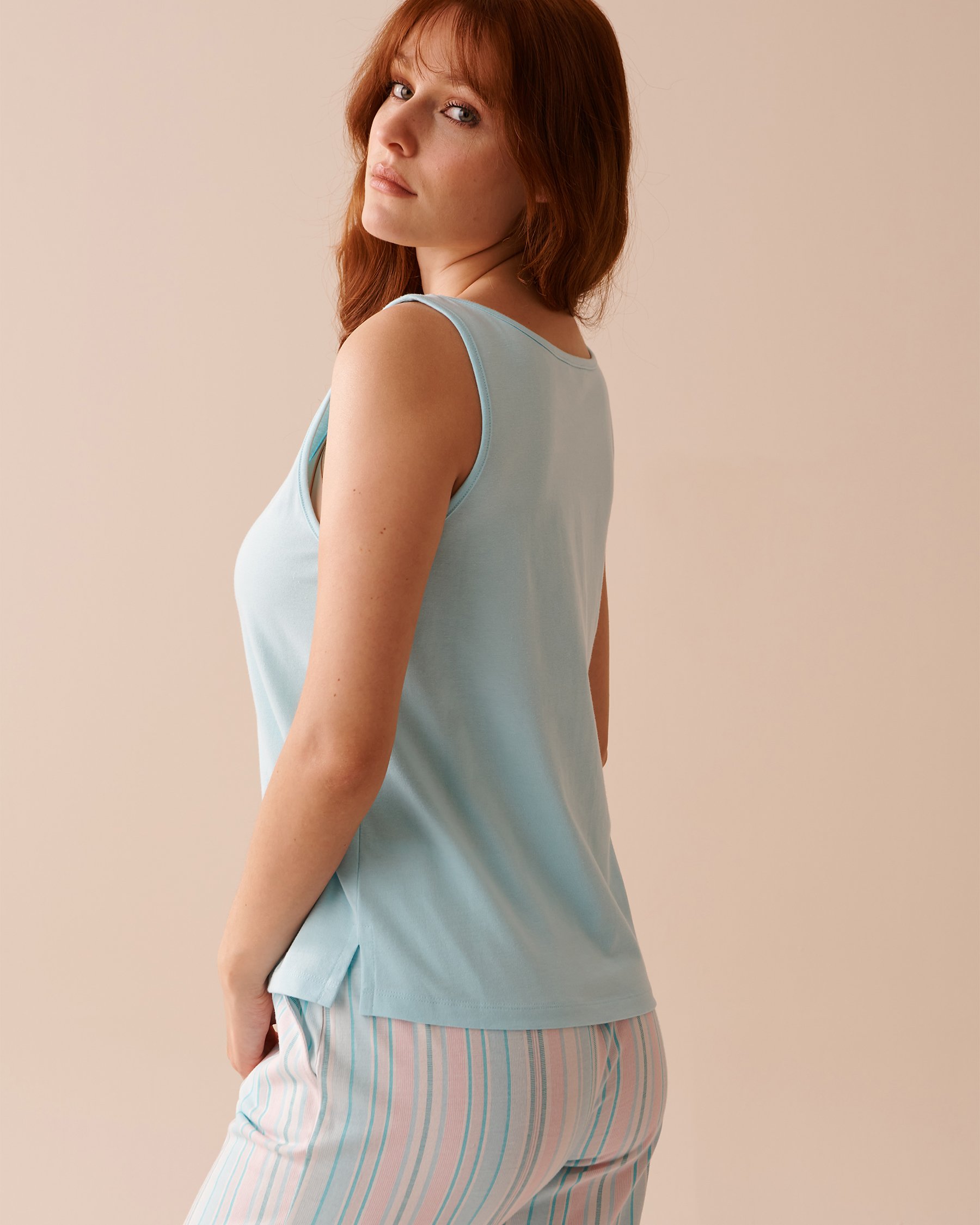 LA VIE EN ROSE Cotton Cami Icy Blue 40100583 - View2