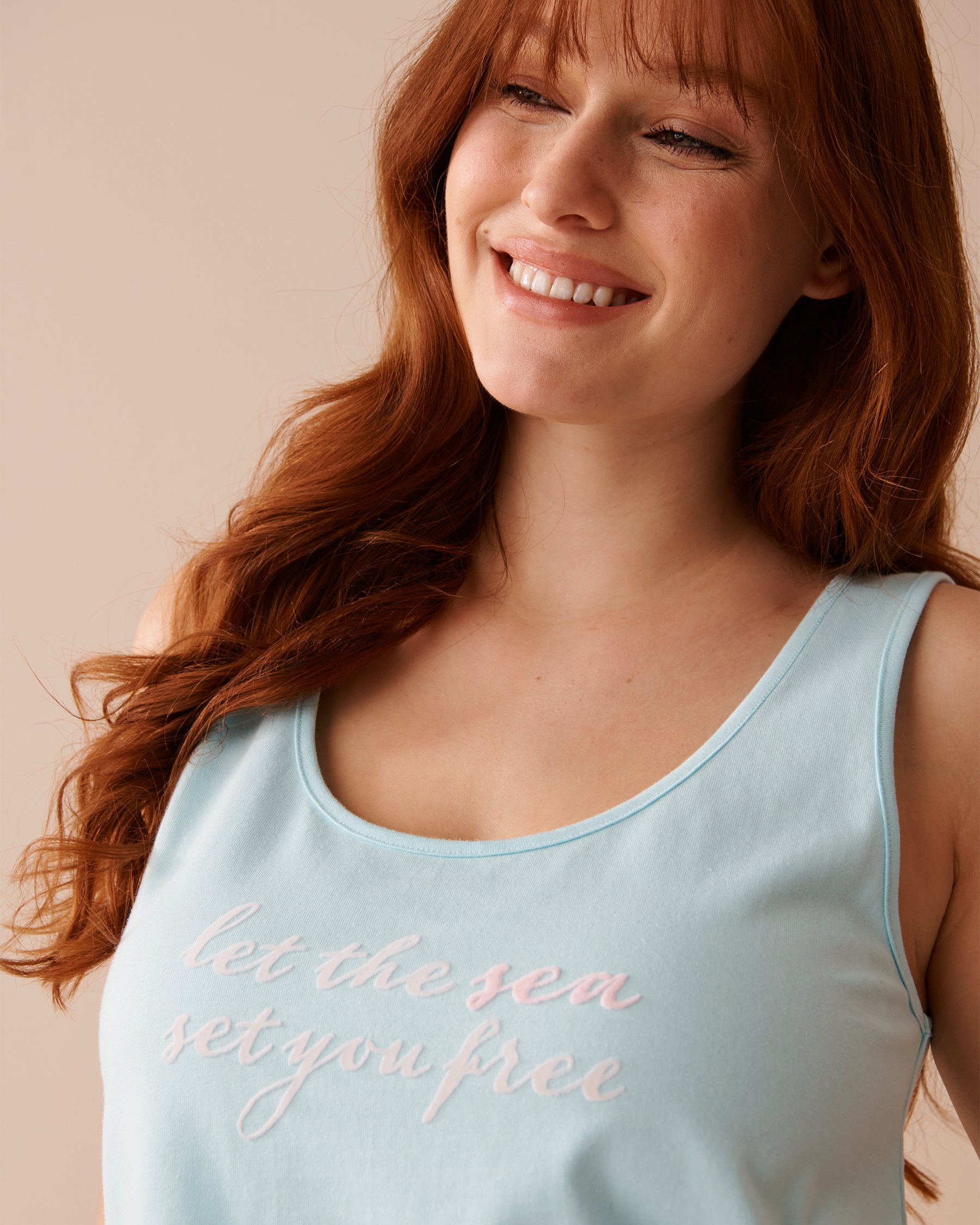 LA VIE EN ROSE Cotton Cami Icy Blue 40100583 - View3