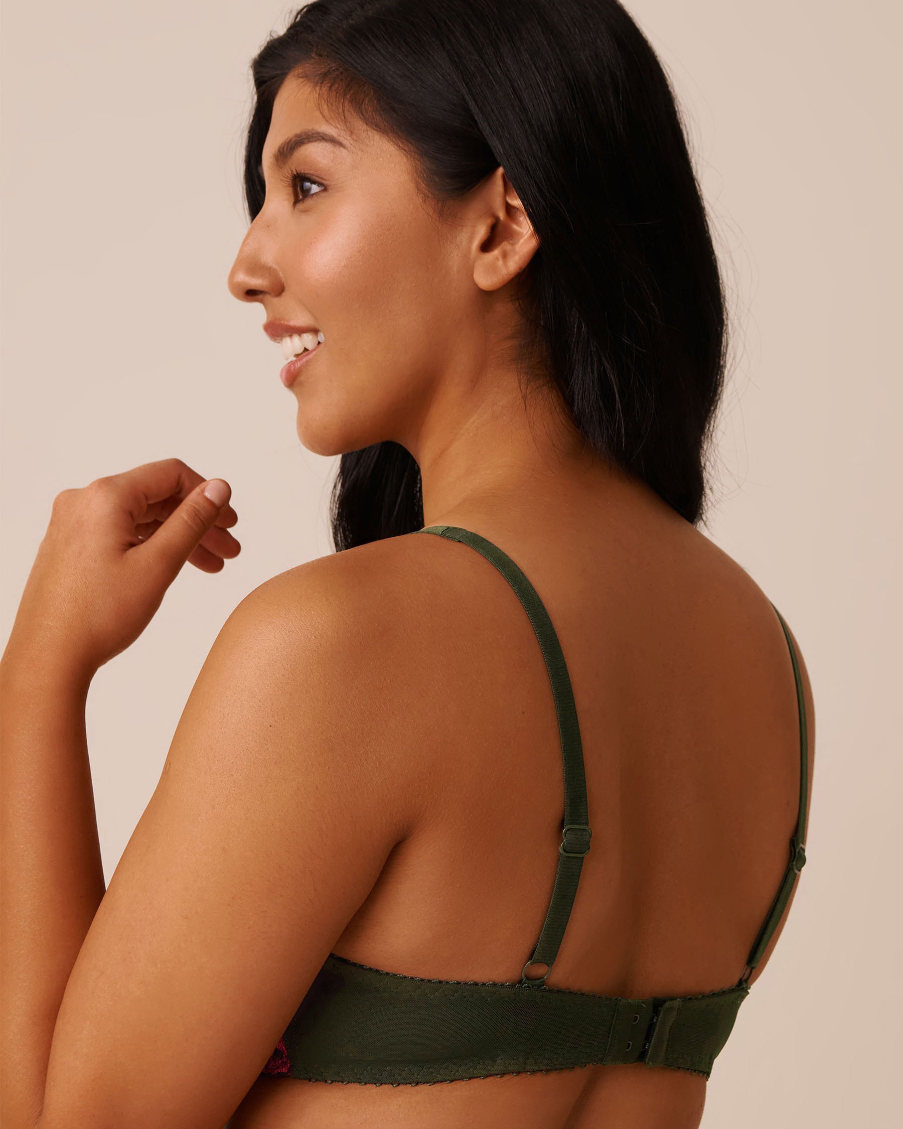 LA VIE EN ROSE Soutien-gorge sans doublure balconnet Floral vert et rose 10100179 - View2