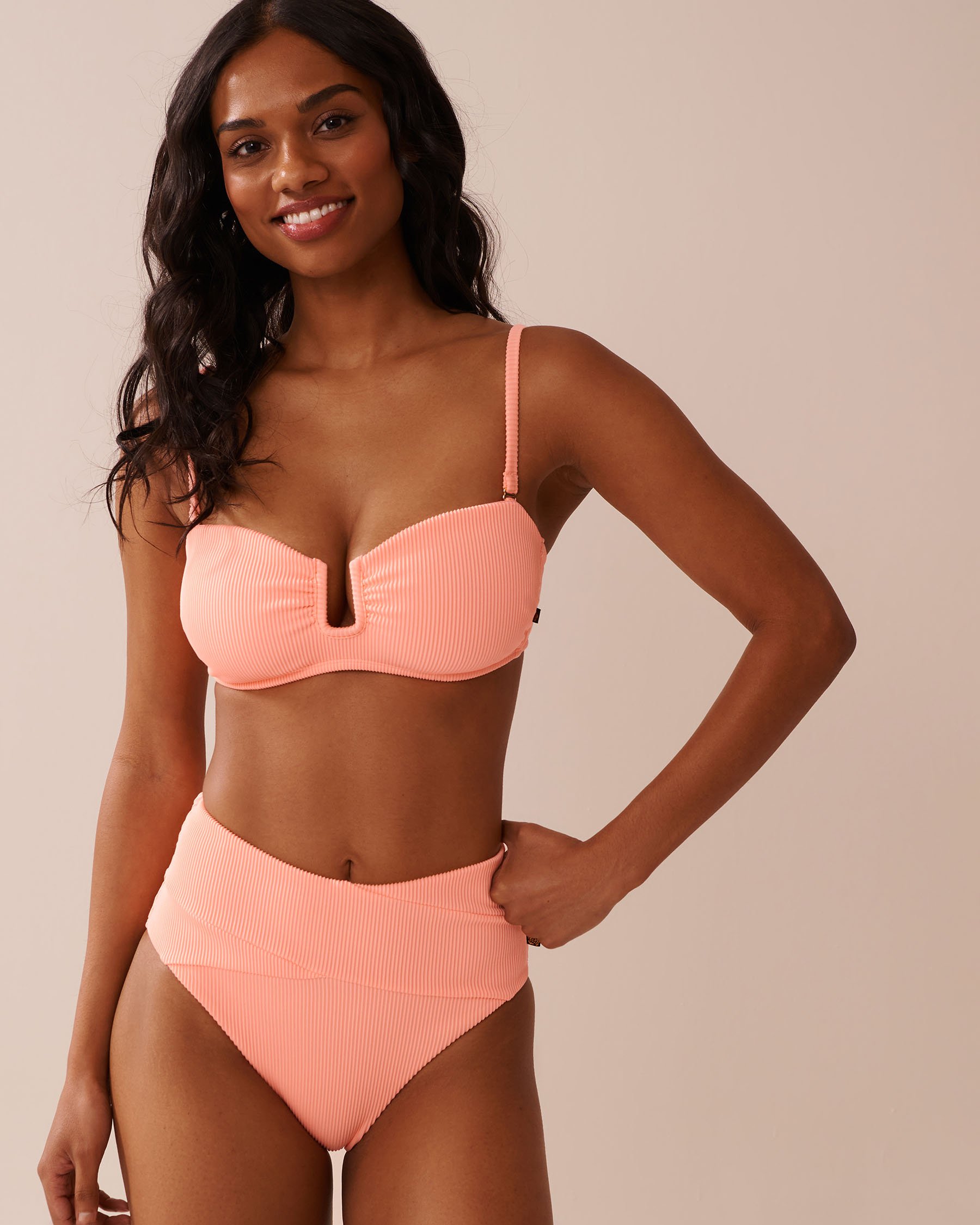 LA VIE EN ROSE AQUA Haut de bikini bandeau armature en U CORAL PINK Rose corail 70100817 - Voir2