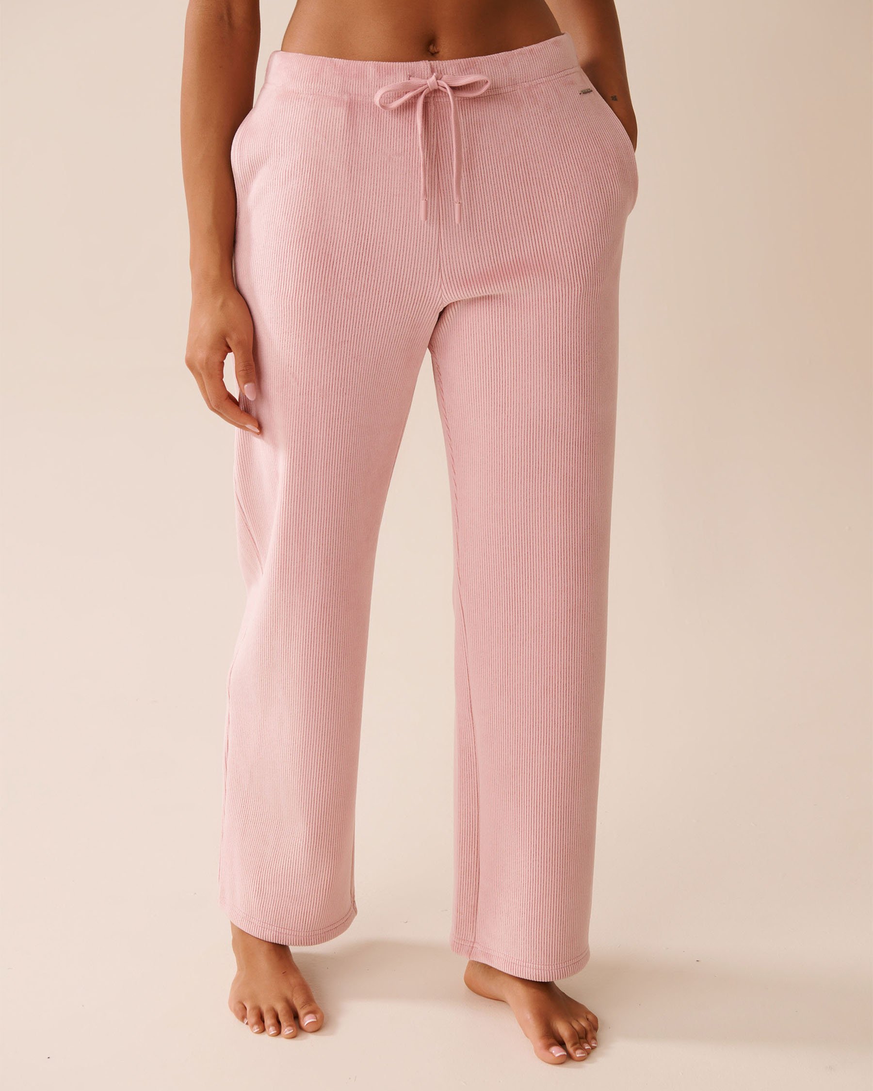 LA VIE EN ROSE Pantalon épais en tissu côtelé Rose porcelaine 50200104 - Voir1