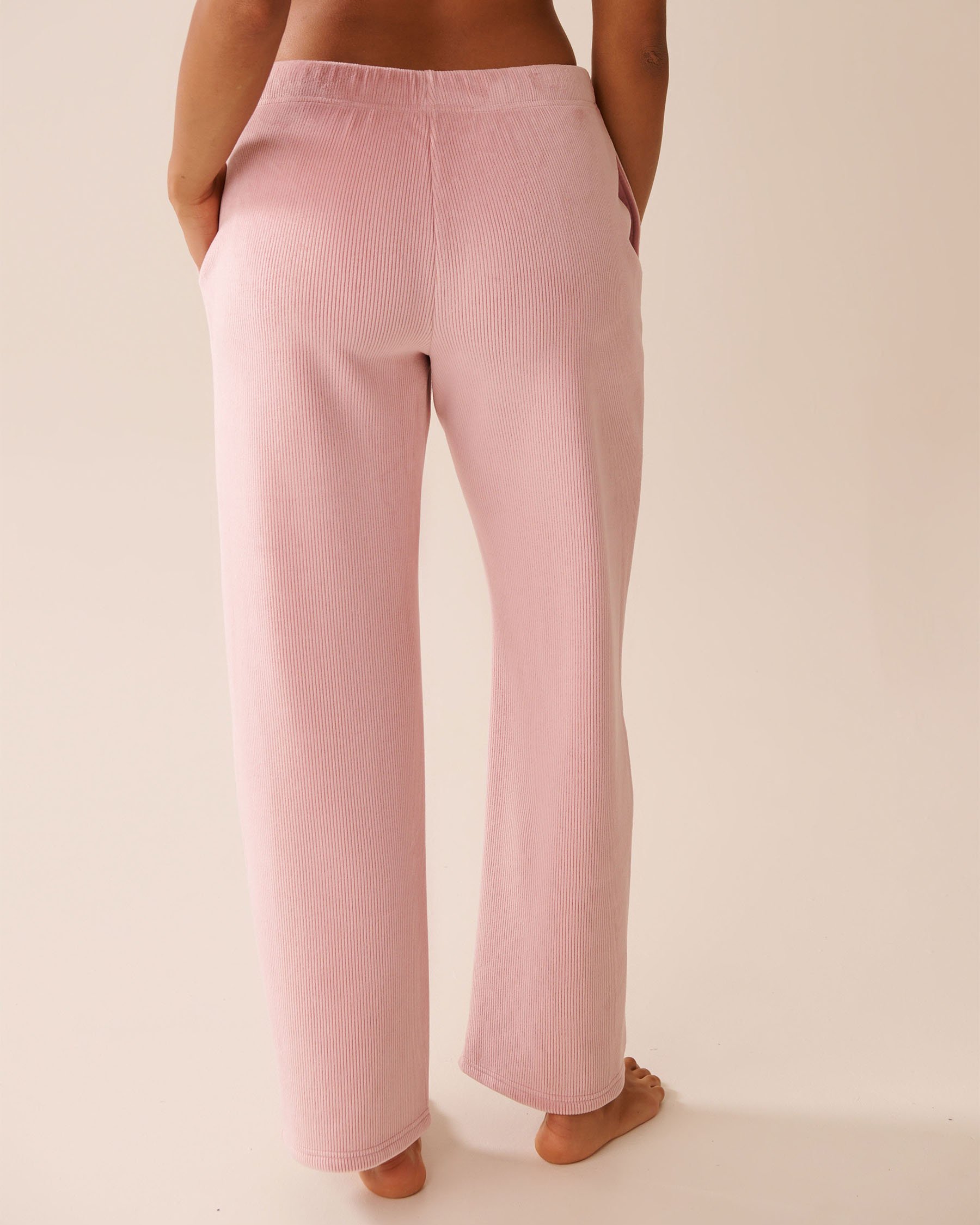 LA VIE EN ROSE Pantalon épais en tissu côtelé Rose porcelaine 50200104 - Voir2