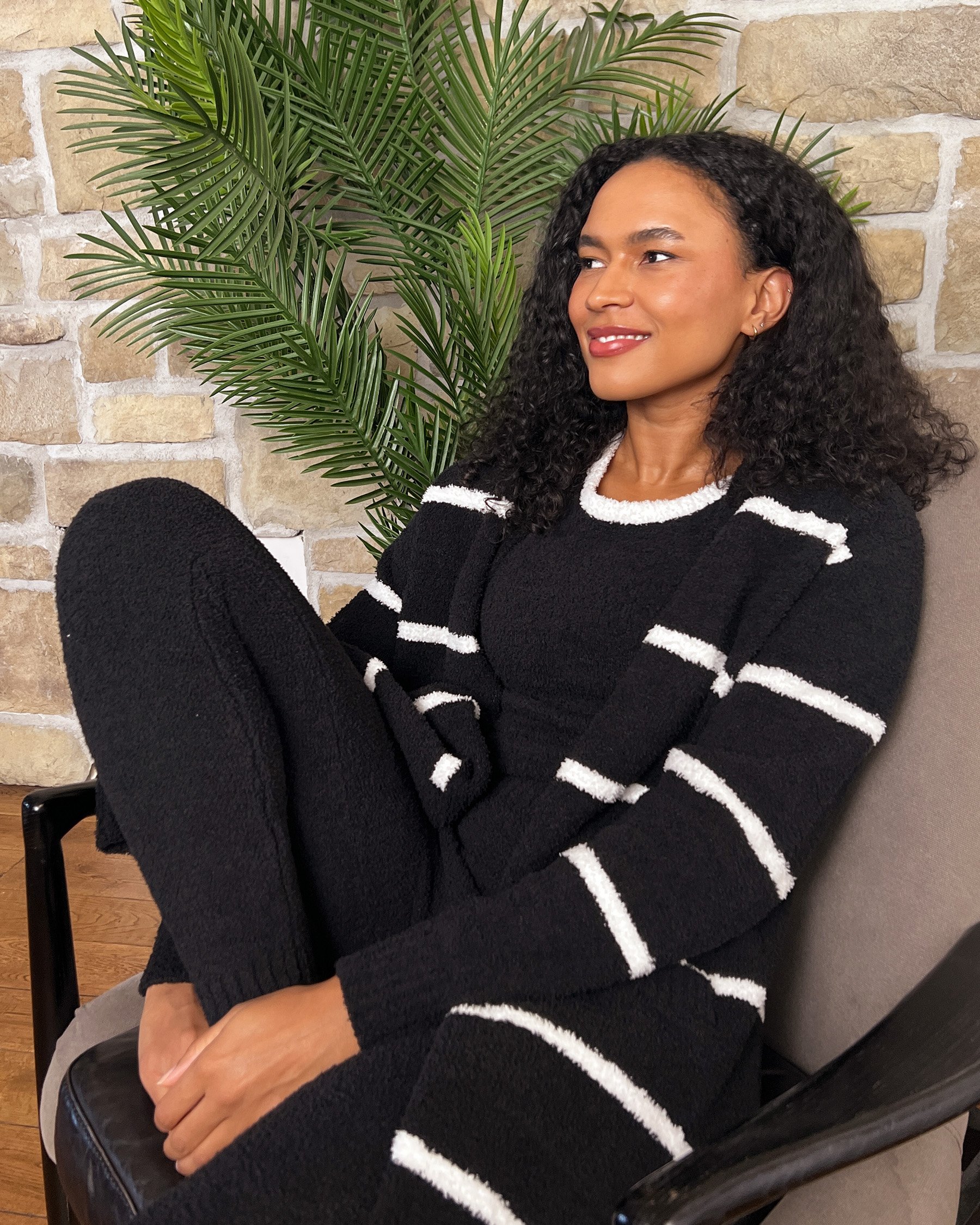 LA VIE EN ROSE Legging en chenille Noir 50200102 - Voir3