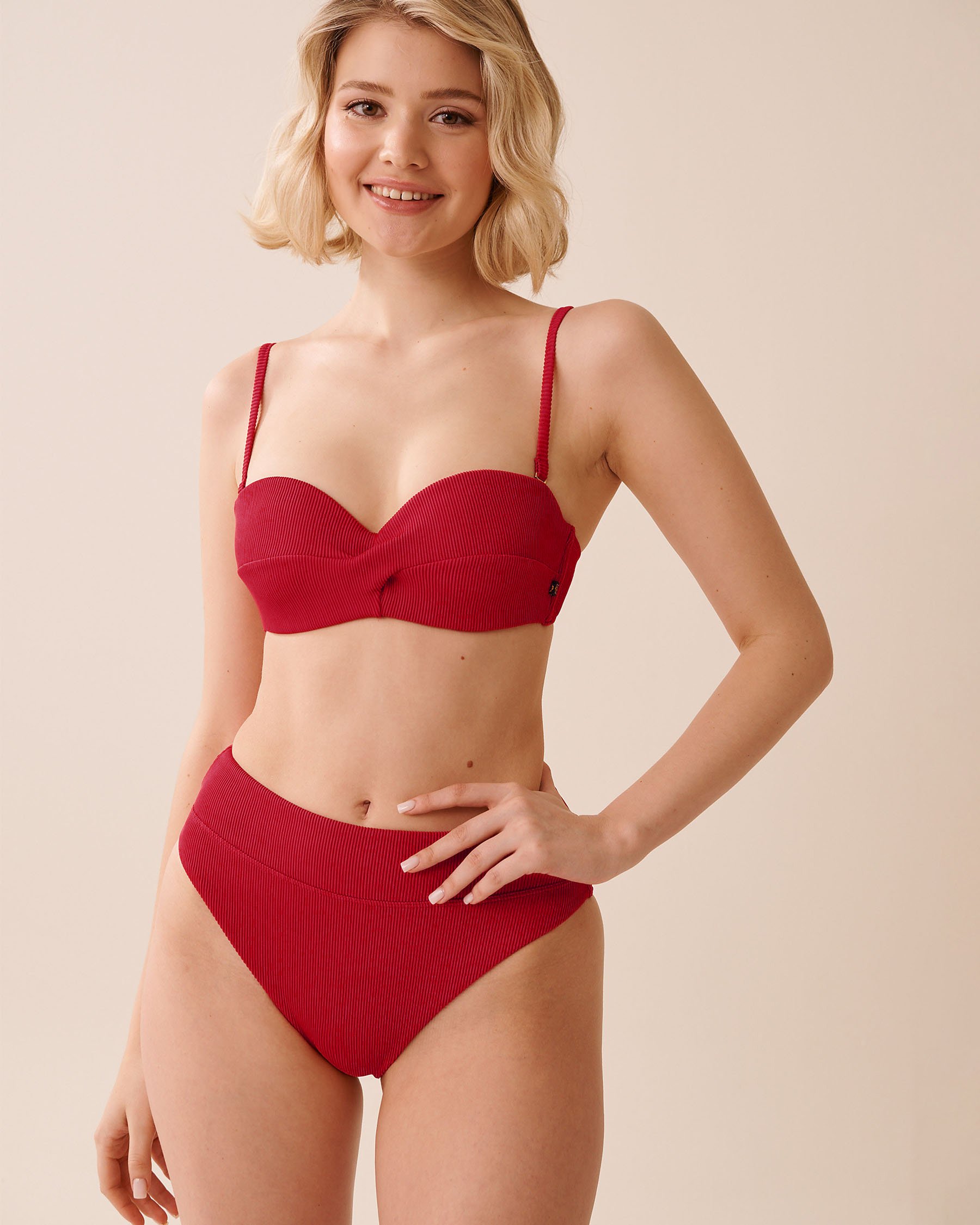 LA VIE EN ROSE AQUA Haut de bikini bandeau croisé et JALAPEÑO RED Rouge jalapeño 70100843 - Voir2