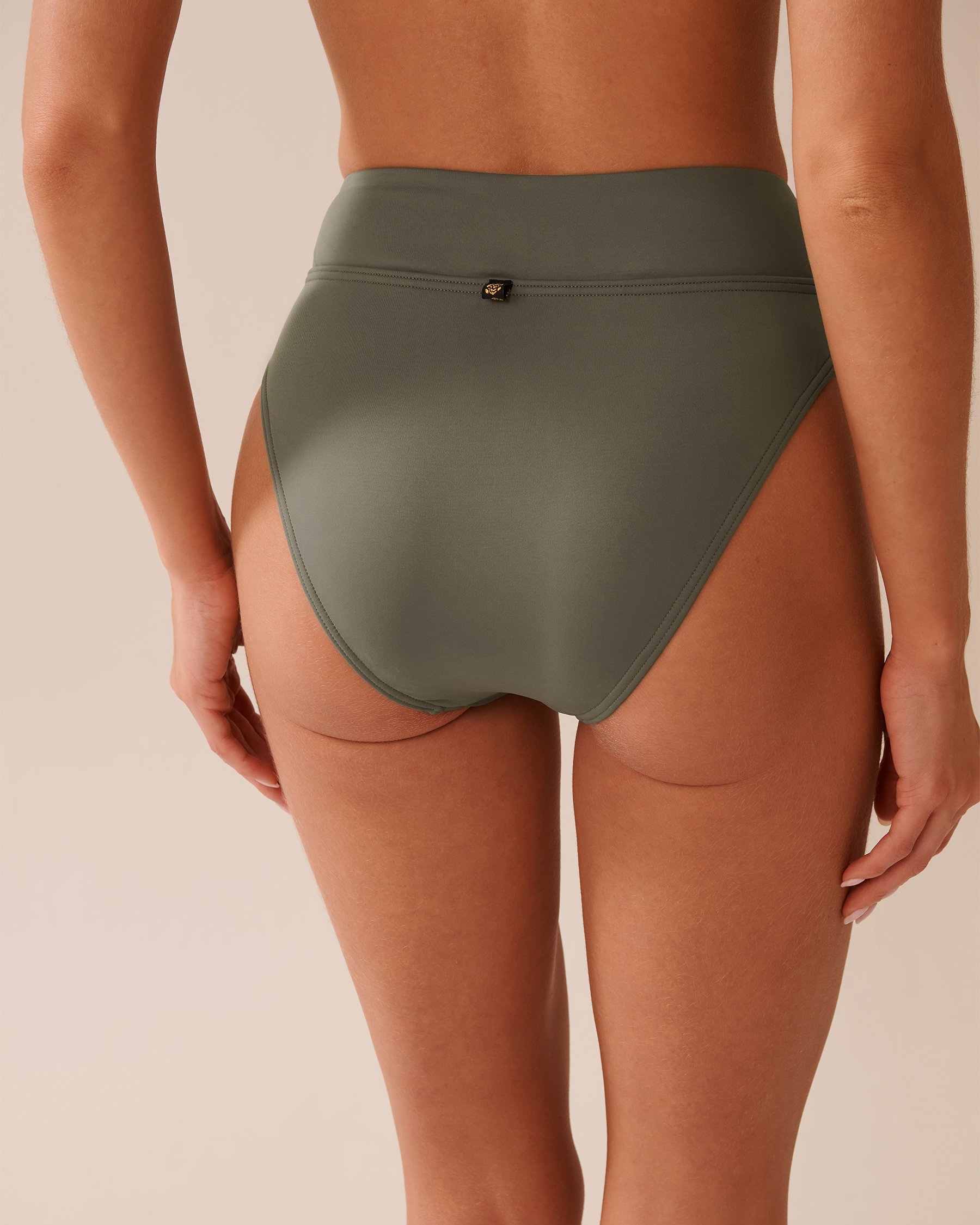 LA VIE EN ROSE AQUA Bas de bikini brésilien taille haute KHAKI GREY Gris kaki 70300792 - Voir4