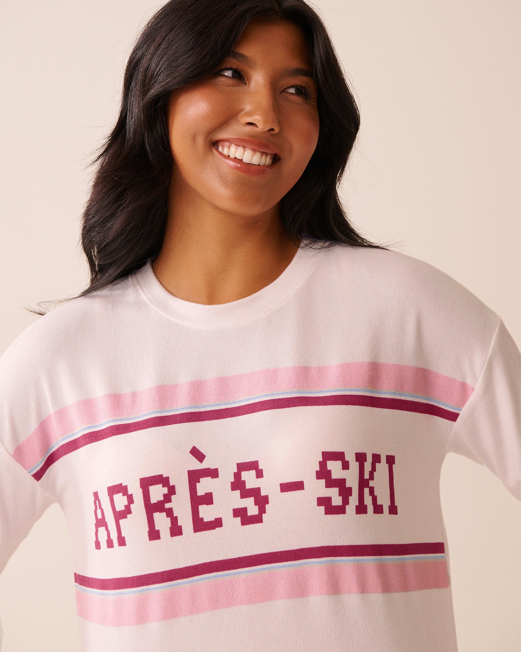 LA VIE EN ROSE Après-ski Print Recycled Fibers Long Sleeve Shirt Snow White 40100792 - View3