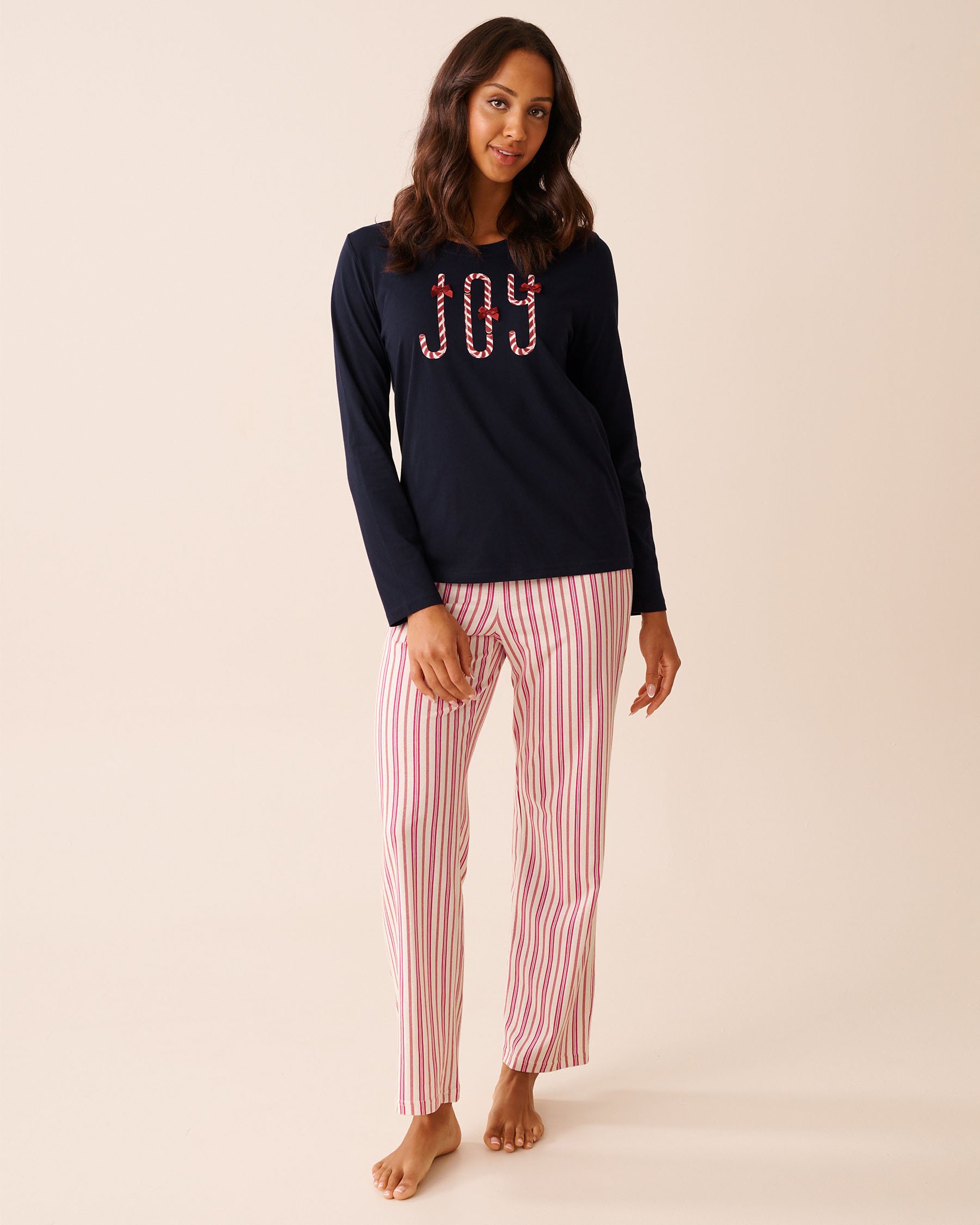 LA VIE EN ROSE Ensemble pyjama en coton imprimé sucre d'orge Bleu/Sucre d'orge 40400087 - View1