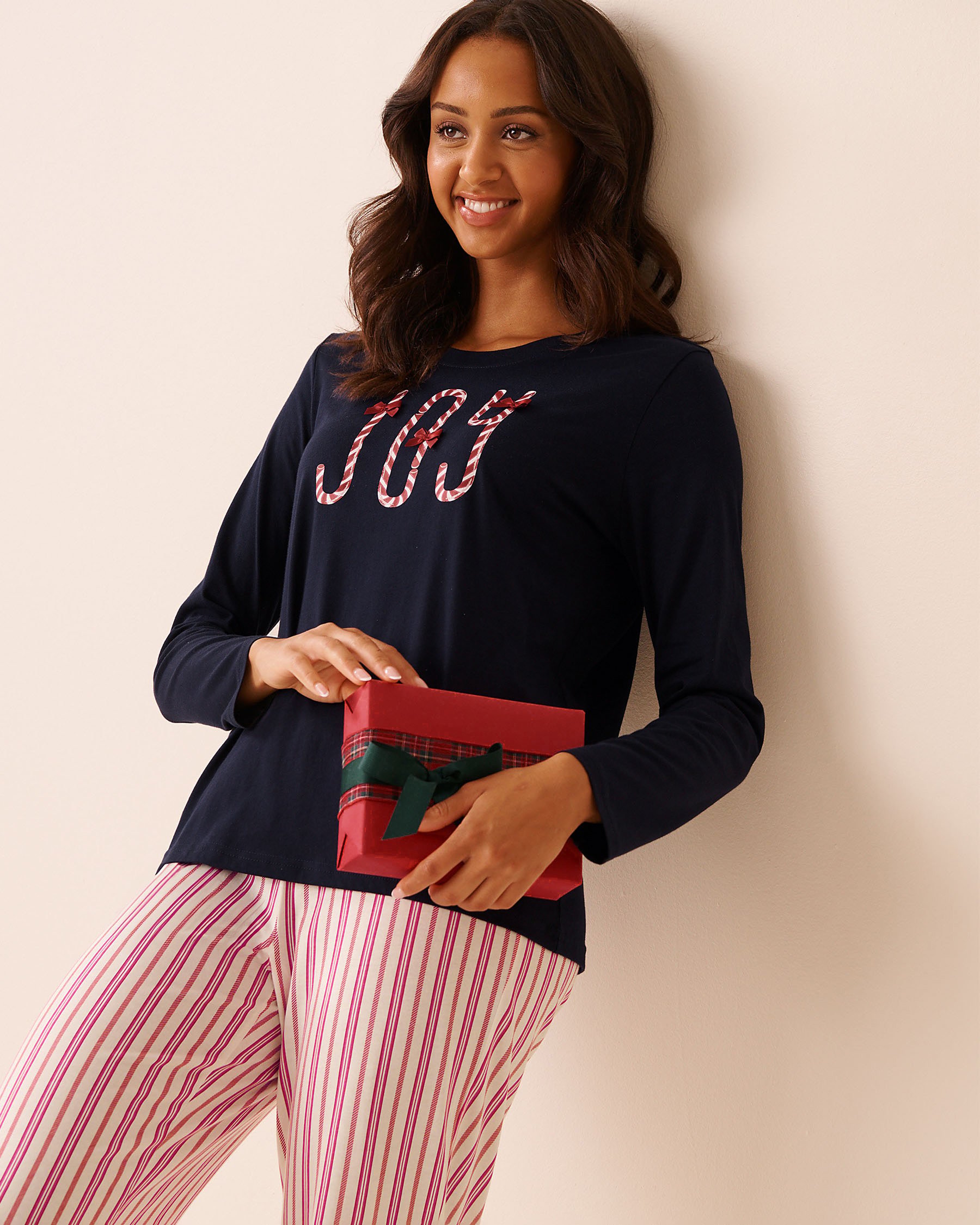LA VIE EN ROSE Ensemble pyjama en coton imprimé sucre d'orge Bleu/Sucre d'orge 40400087 - View3